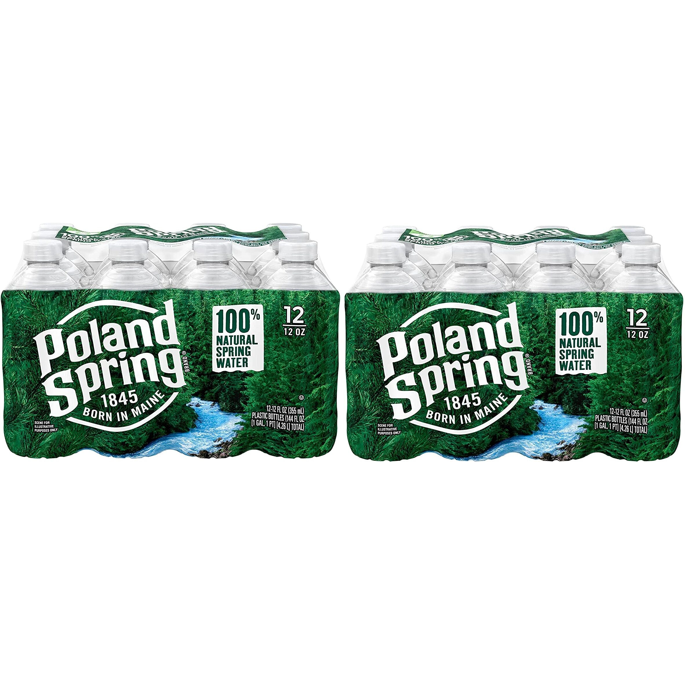 24 X Poland Spring Brand 100% Natural Spring Water, 12 Fl Oz. Plastic Bottles By Mialo Trusted Trader