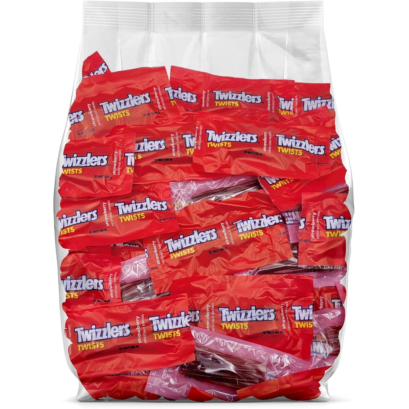 Twizzlers Strawberry Licorice Candy - 95 Strawberry Twizzlers Individually Wrapped Fun Size Candy - Bulk Individually Wrapped Twizzlers Twists Strawberry Red Candy - 95 Pieces