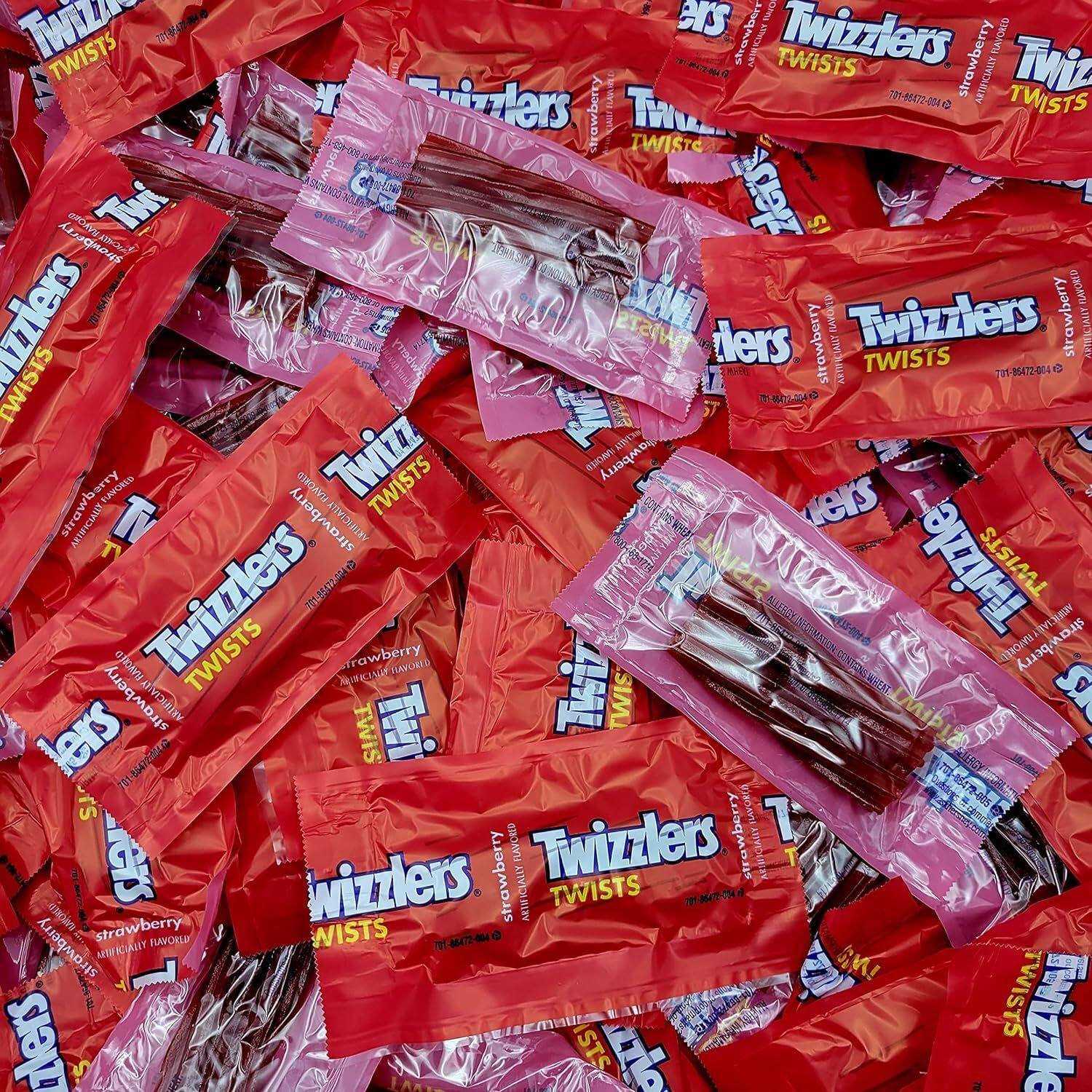 Twizzlers Strawberry Licorice Candy - 95 Strawberry Twizzlers Individually Wrapped Fun Size Candy - Bulk Individually Wrapped Twizzlers Twists Strawberry Red Candy - 95 Pieces