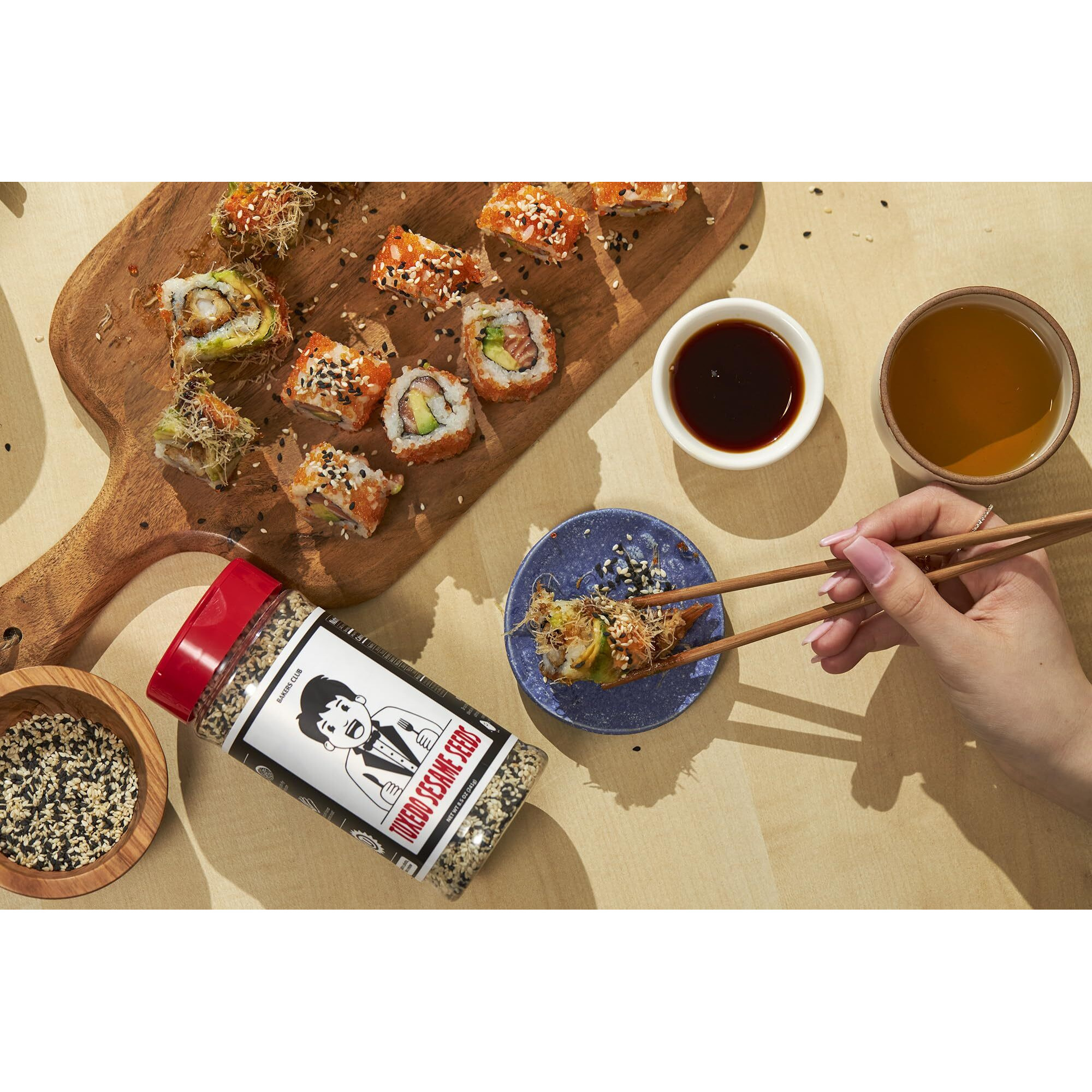 Bakers Club 8.5Oz Mixed Black And White Sesame Seeds - Tuxedo Blend For Sushi, Tuna, Stir Fry, Bread, Poke Bowls - Kosher, Gluten Free, Rich In Sesame Oil - Ideal For Toasting, Cooking, Baking