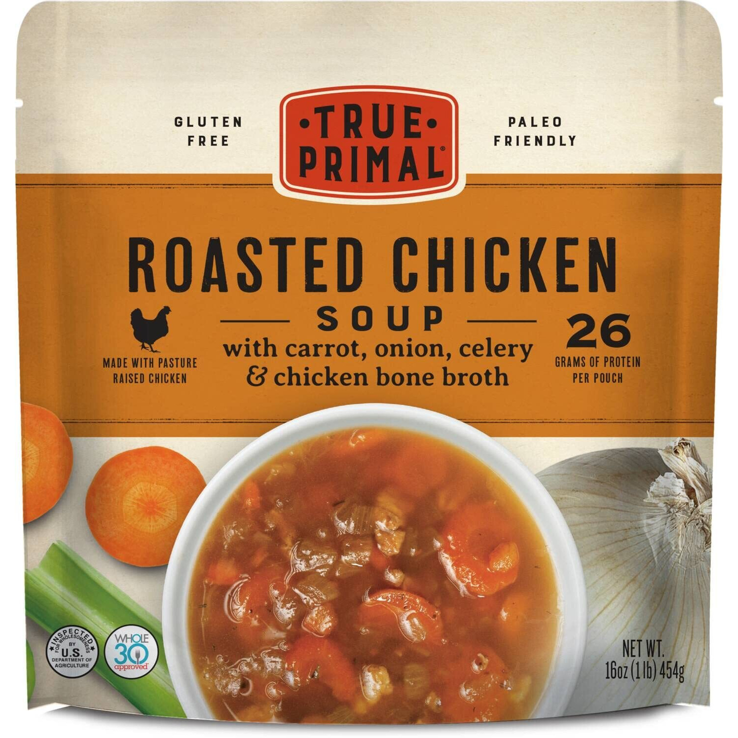 True Primal Roasted Chicken Soup 8-Pack, Ready To Eat, Gluten Free, Paleo, Pastured Chicken, Whole30, Aip, Bone Broth