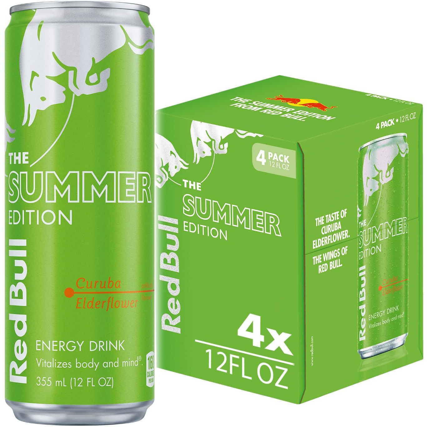 Red Bull Summer Edition Energy Drink, Curuba Elderflower, With 114Mg Caffeine Plus Taurine & B Vitamins, 12 Fl Oz, Pack Of 4 Cans