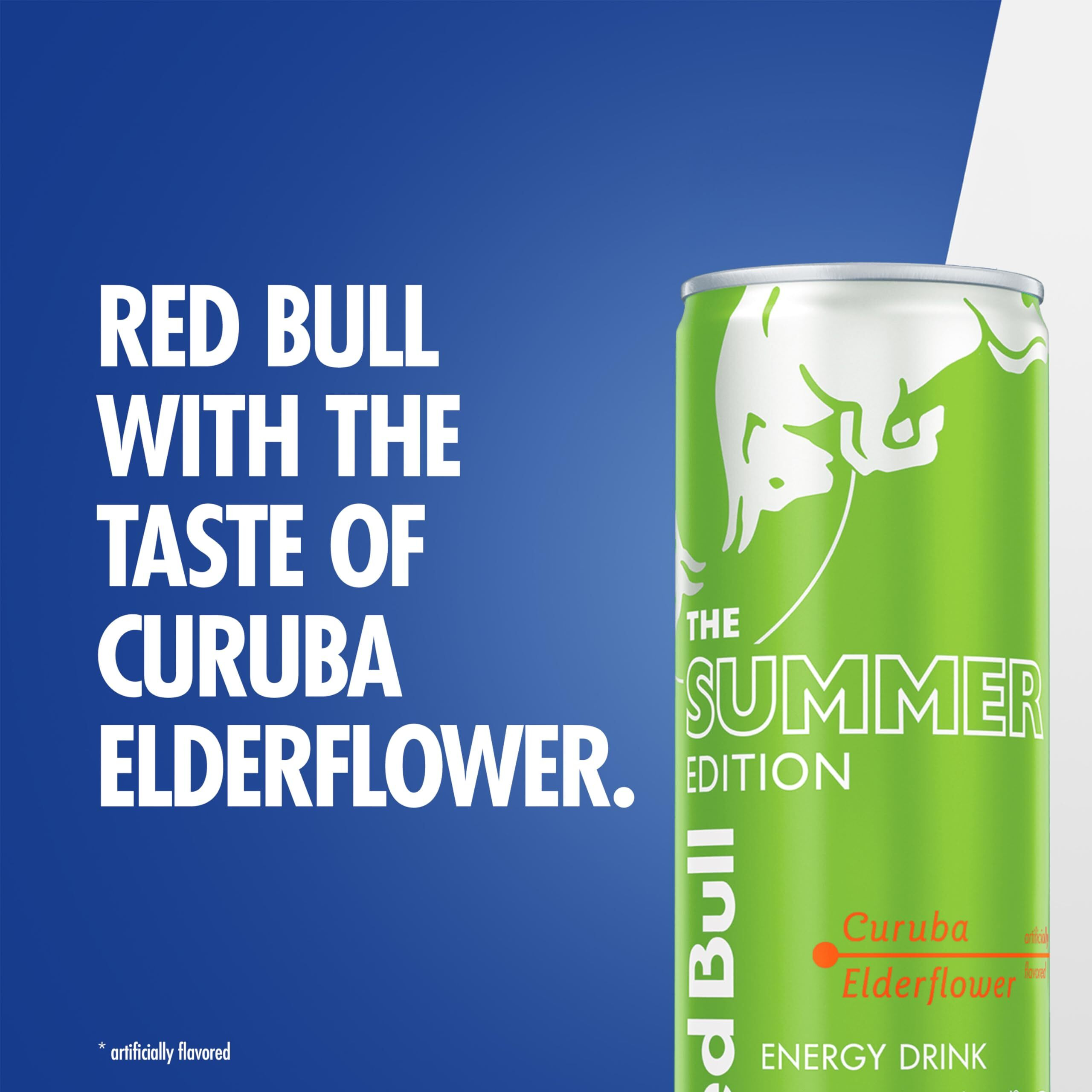 Red Bull Summer Edition Energy Drink, Curuba Elderflower, With 114Mg Caffeine Plus Taurine & B Vitamins, 12 Fl Oz, Pack Of 4 Cans