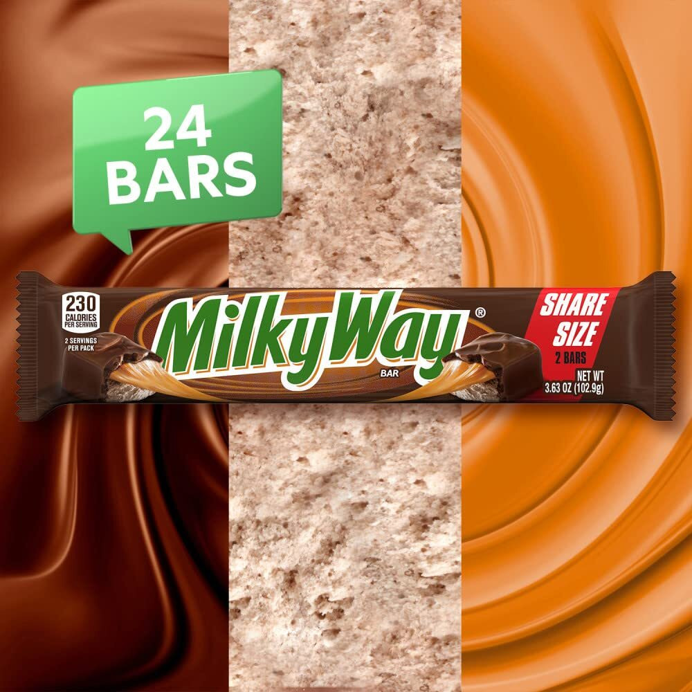 Milky Way Milk Chocolate Sharing Size Candy Bars 3.63 Ounce (Pack Of 24)