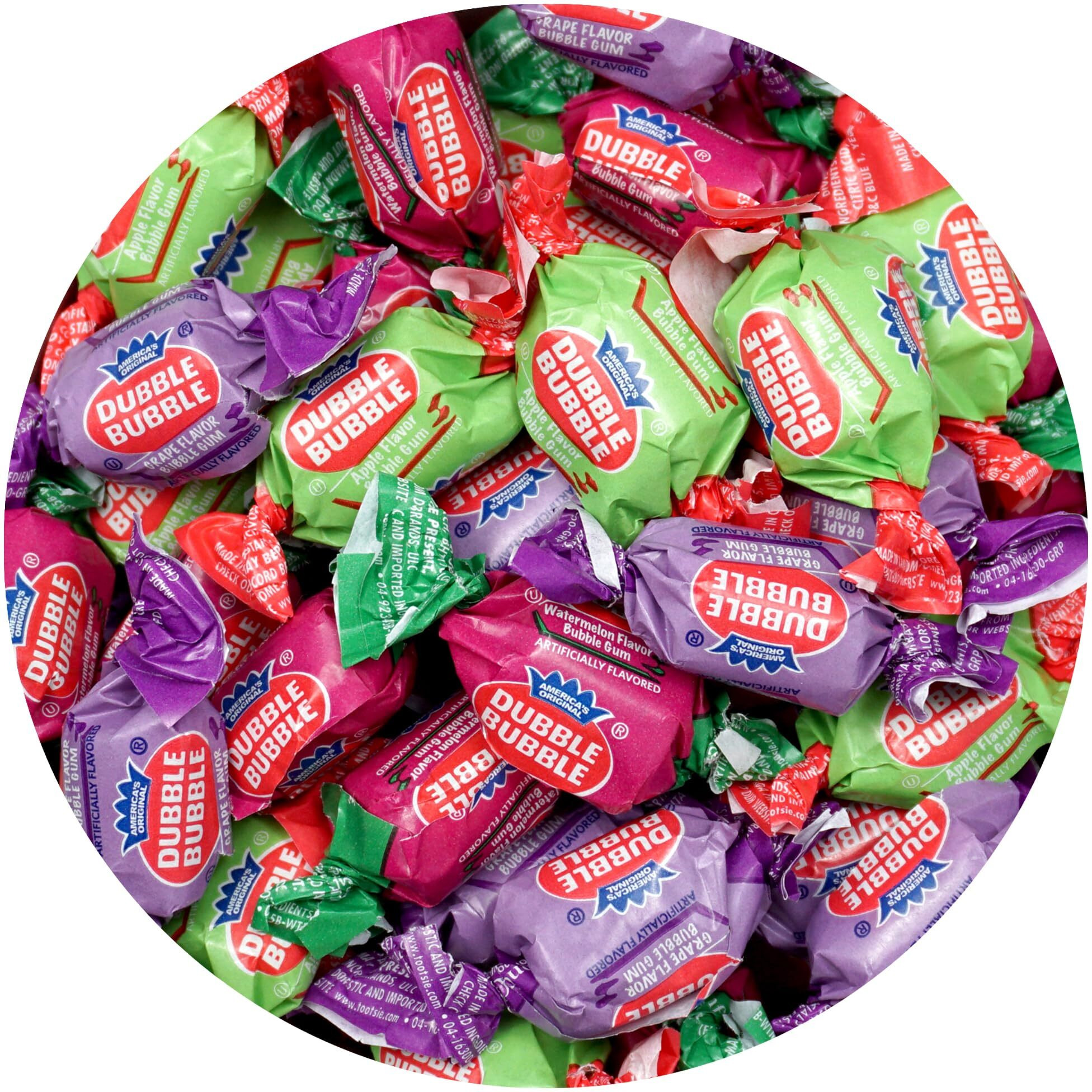 Dubble Bubble Assorted Fruit Flavored Gum - 2 Pound Bulk Bag (Approx. 140 Pieces) - Individually Wrapped Gum - The Hampton Popcorn & Candy Company (Assorted Fruit Flavored - Multi Colored)