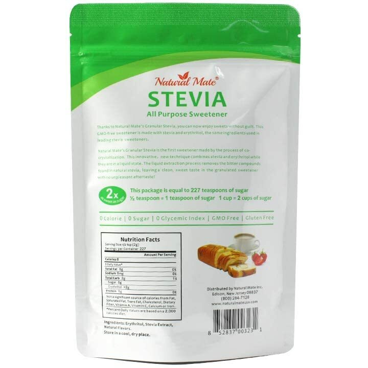 Natural Mate Granular Sweetener, Stevia And Erythritol, 1 Pound, (Pack Of 3)