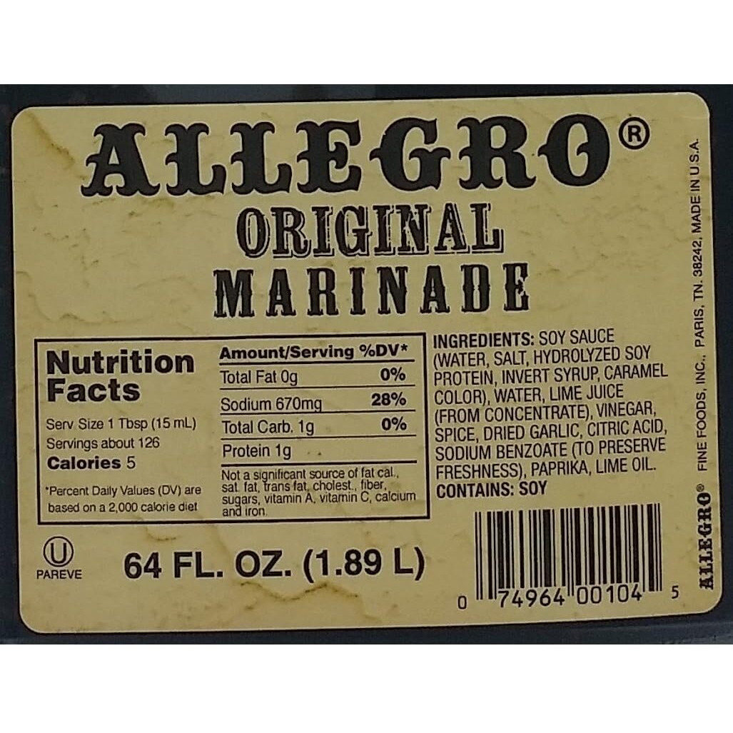 Allegro - The Marinate Everything Marinades - Original 64 Oz, Pack Of 1
