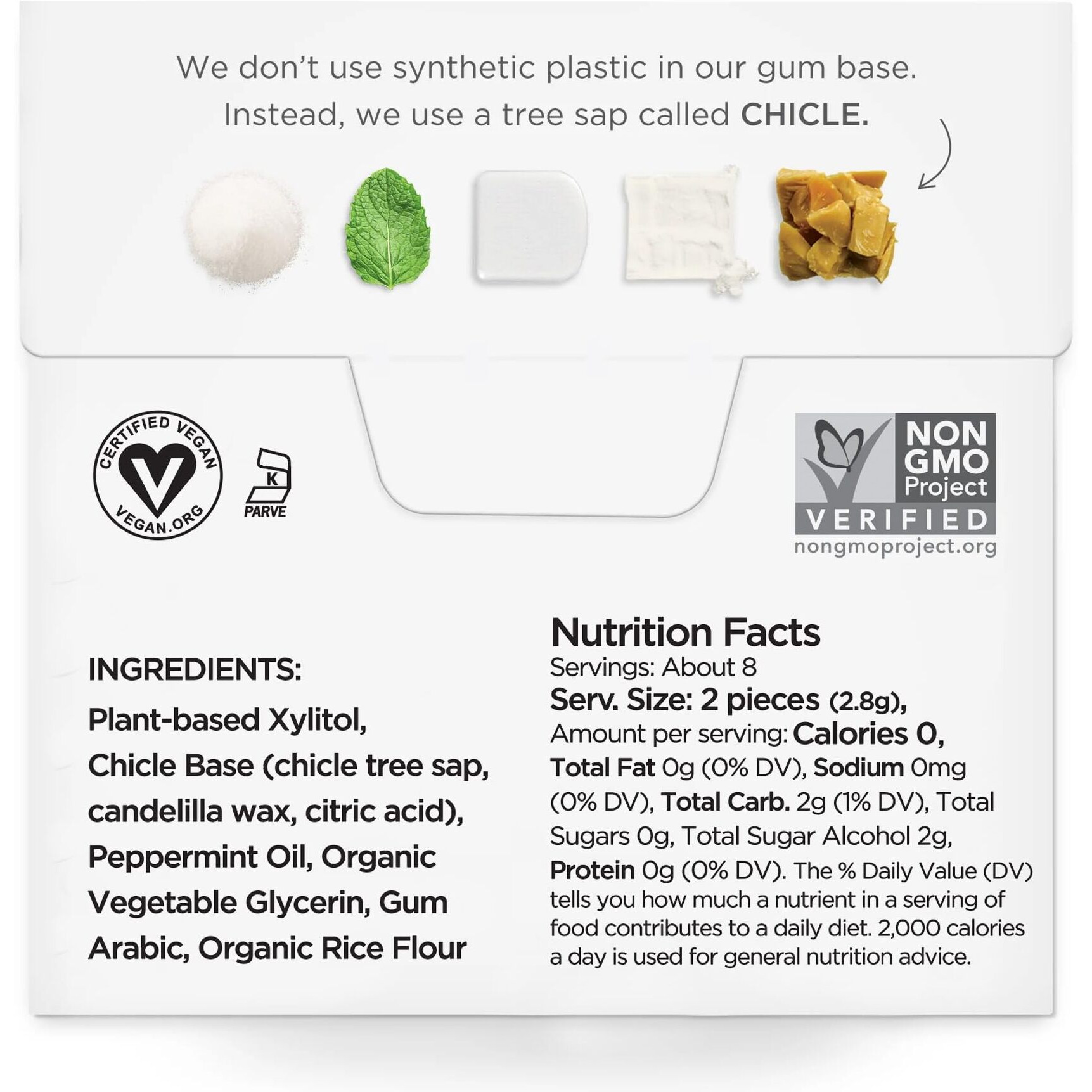 Simply Gum | Sugar Free Xylitol Chewing Gum | Peppermint | Pack Of Six (90 Pieces Total) | Synthetic Free + Sugar Free + Aspartame Free
