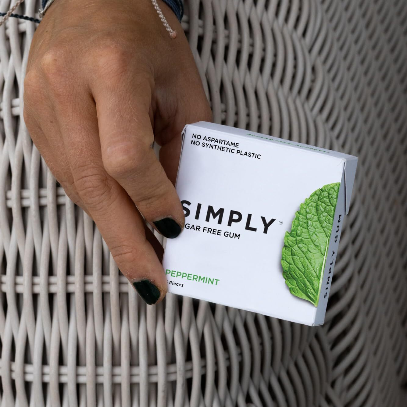 Simply Gum | Sugar Free Xylitol Chewing Gum | Peppermint | Pack Of Six (90 Pieces Total) | Synthetic Free + Sugar Free + Aspartame Free