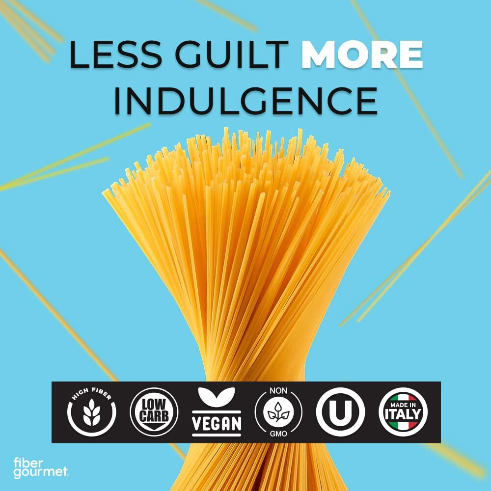 Fiber Gourmet Pasta - Light Spaghetti Pasta - Low Net Carb, Fiber-Rich, Low Calorie, Healthy Pasta - Made In Italy, Kosher, Vegan, Non-Gmo - 8 Oz, Pack Of 6
