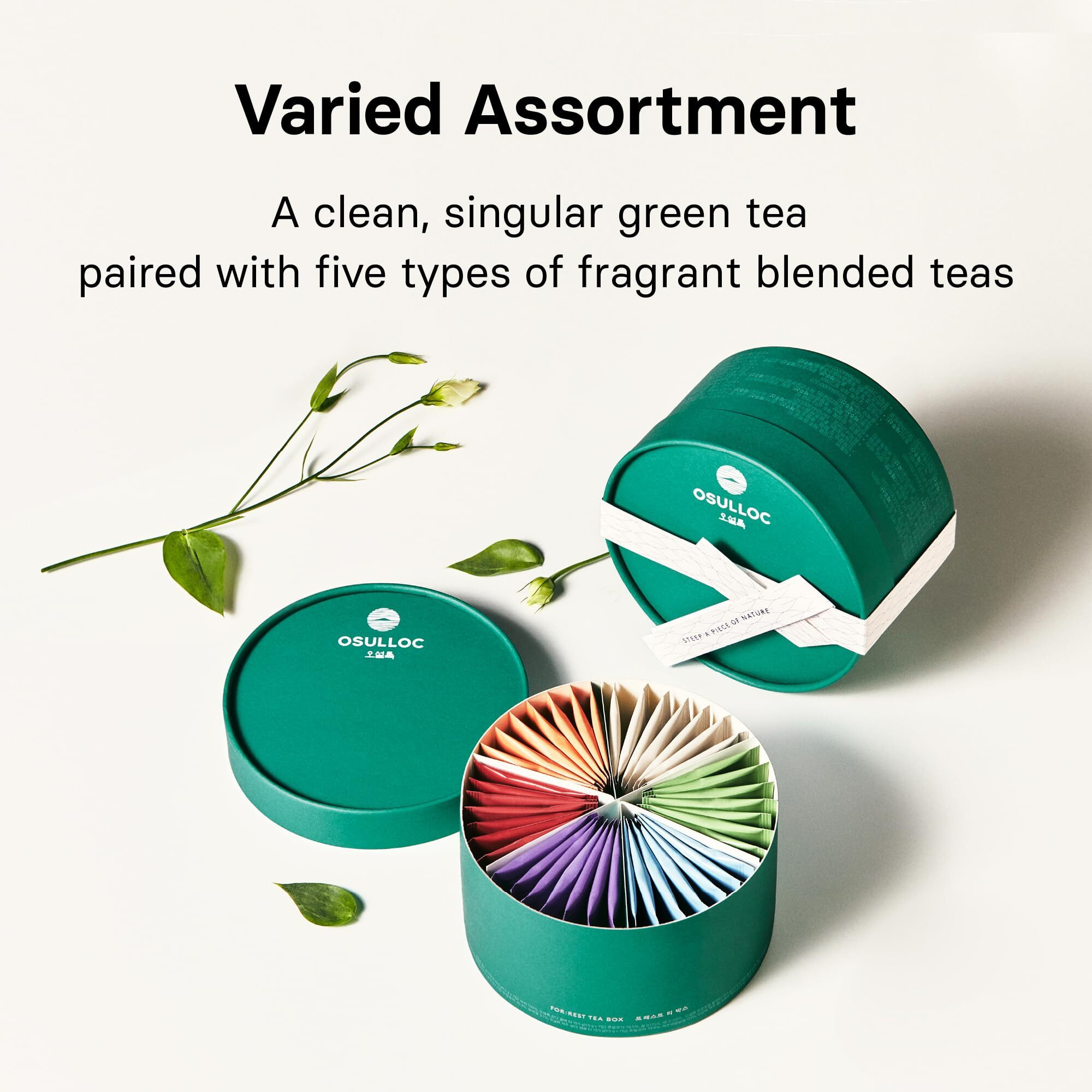 Osulloc ForRest Tea Box (42 Count, 6 Types X 7Ea,) Exquisite & Unique Gift Idea For Tea Lover, Variety Gift Box Sampler, 6 Unique Blended Tea From Jeju Island