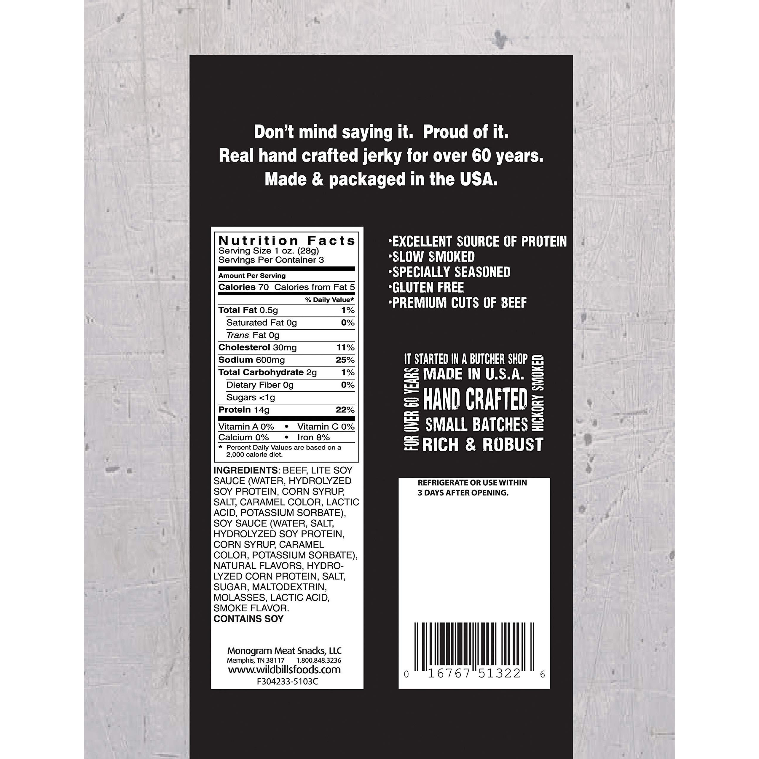 Wild Bill's Hickory Smoked Beef Jerky 3 Ounce Pack (3 Count)