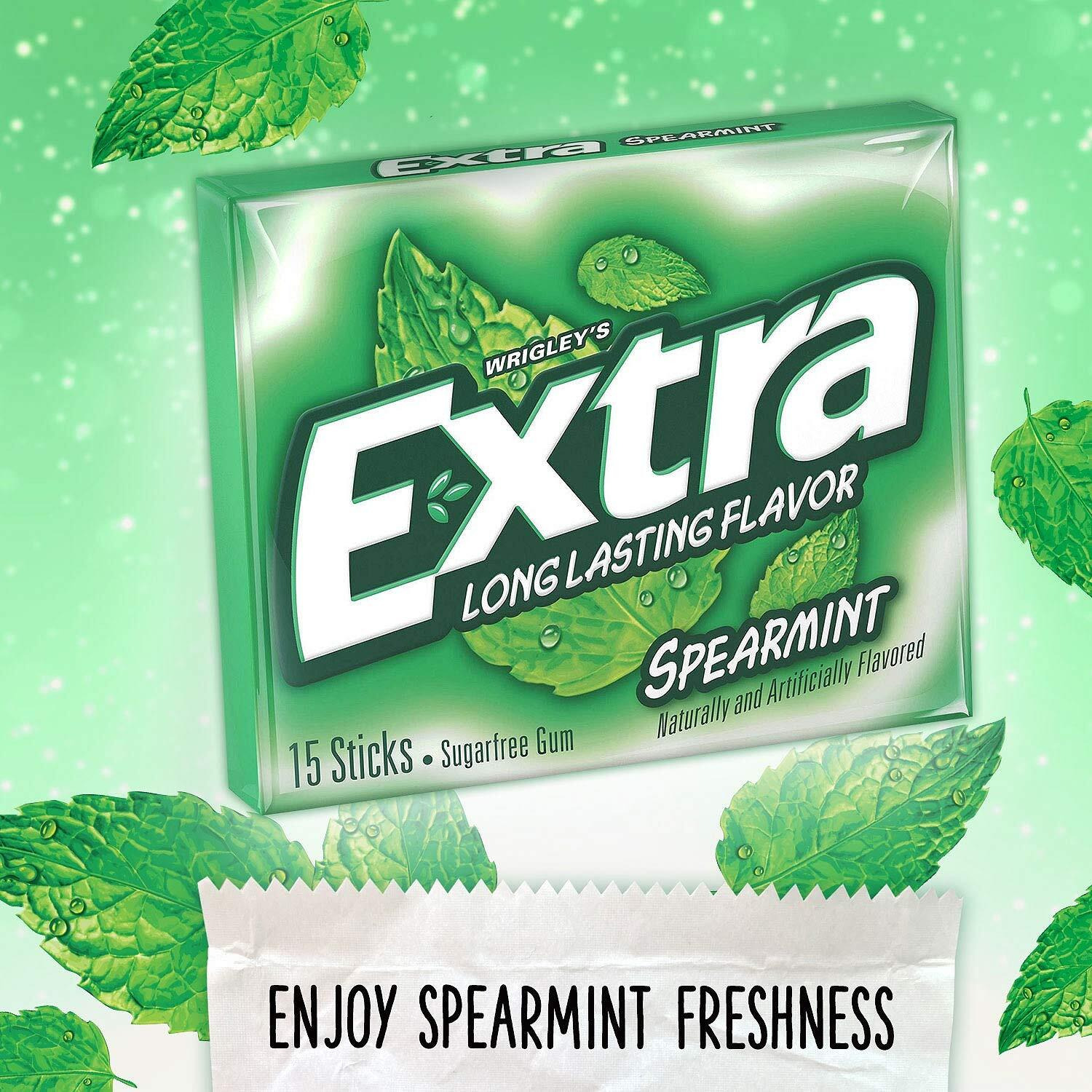 Extra Spearmint Sugar-Free Gum, 12 Piece Pack, 15 Count