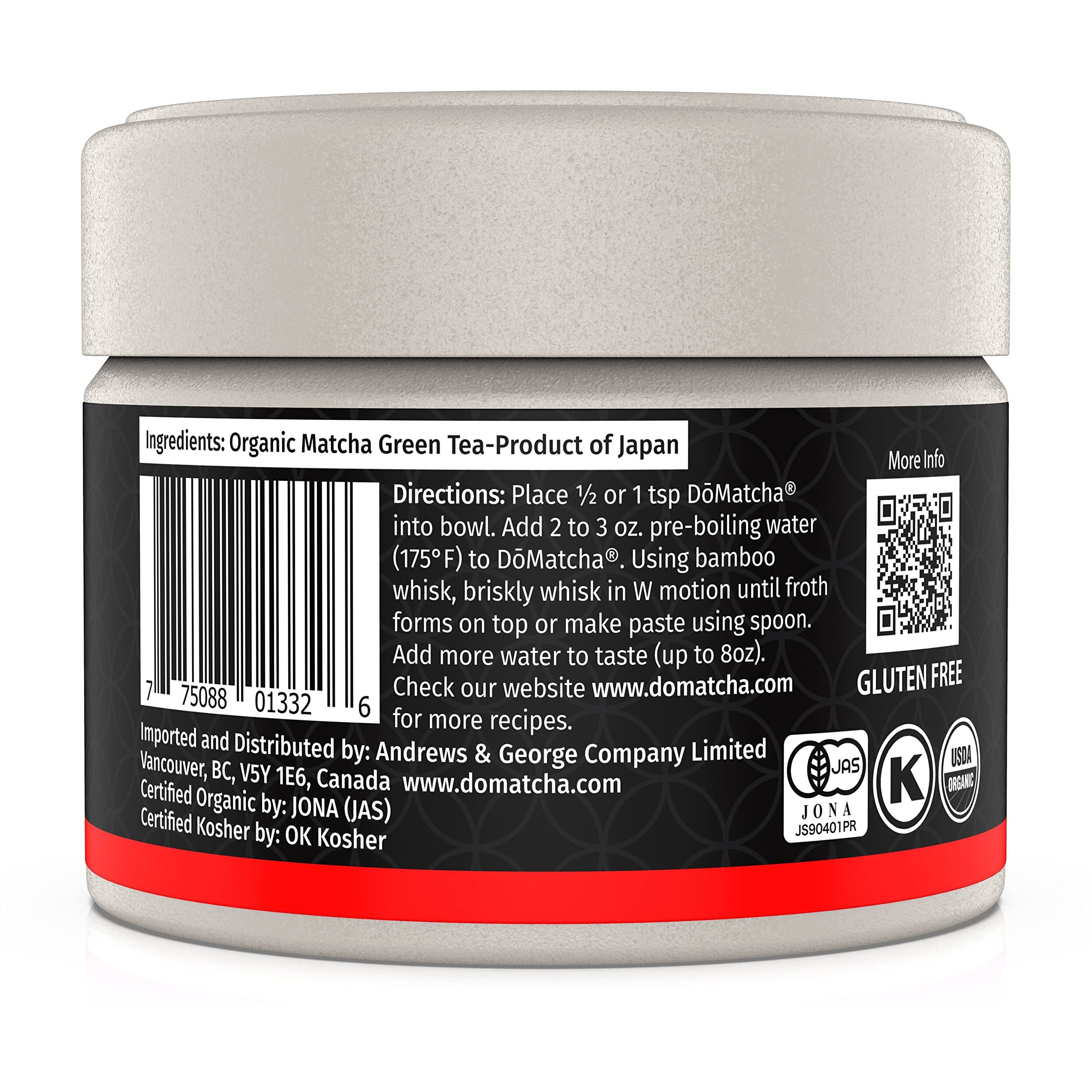 Domatcha - Organic Ceremonial Green Tea Matcha Powder, Natural Source Of Antioxidants, Caffeine, And L-Theanine, Promotes Focus And Relaxation, Kosher, 75 Servings (2.82 Oz)