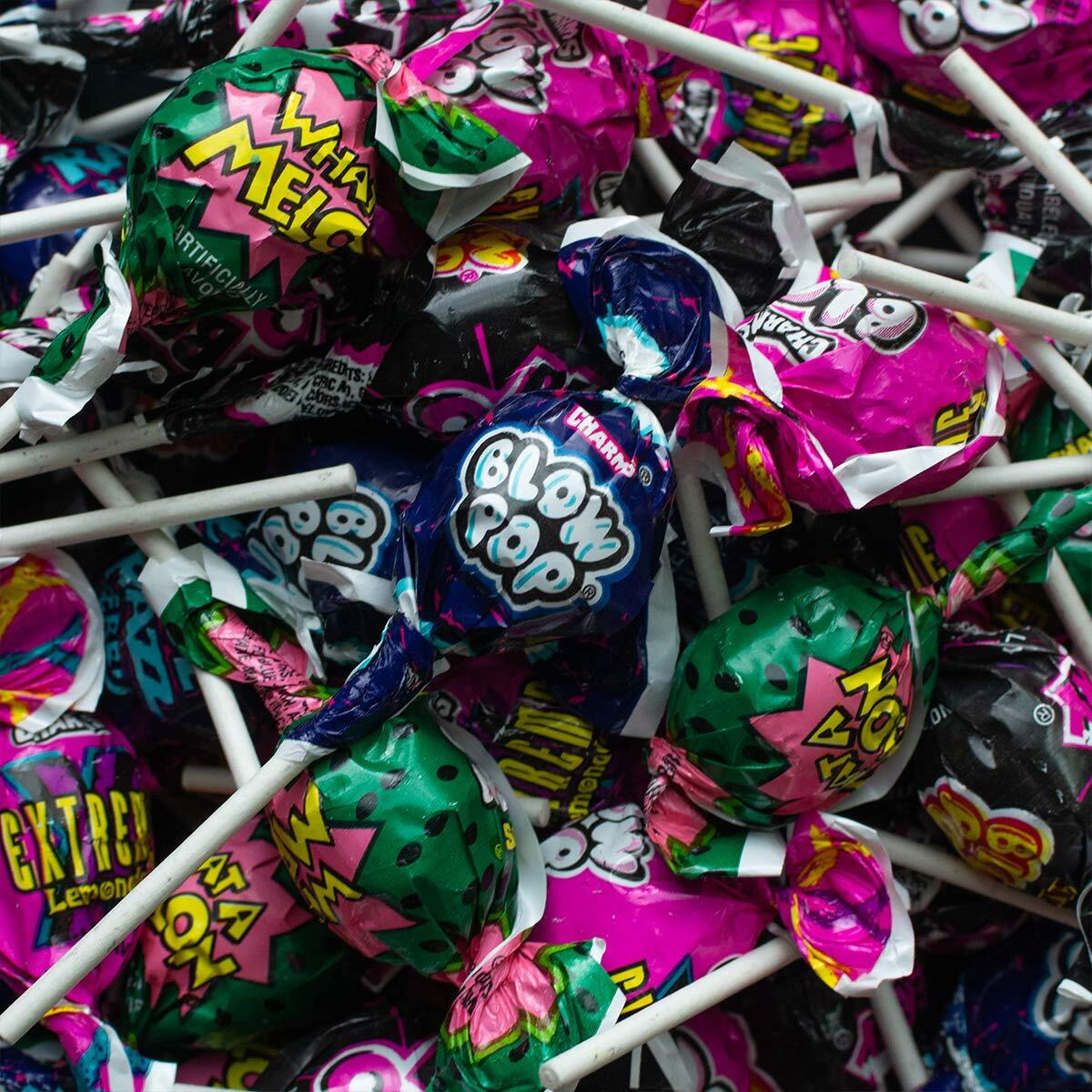 Charms Blow Pops 4 Flavor Assortment, Includes Blue Razzbery, Black Cherry, What A Melon, And Extreme Lemonade Assortment, 80 Count Bag