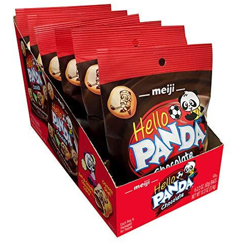 Meiji Hello Panda Cookies, Chocolate Crme Filled - 2.2 Oz, Pack Of 6 - Bite Sized Cookies With Fun Panda Sports