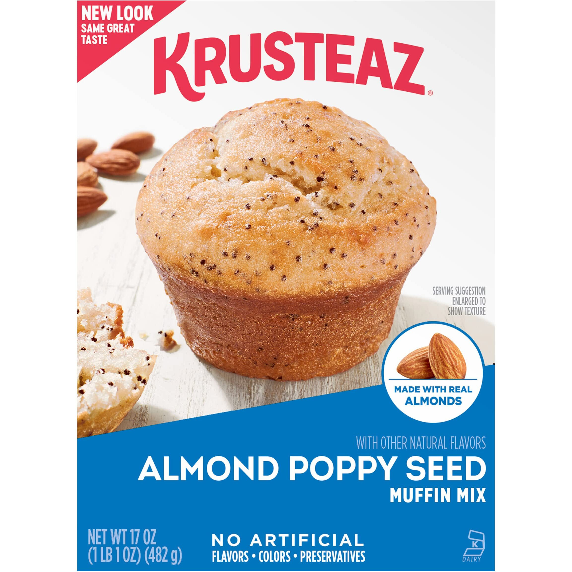 Krusteaz Almond Poppy Seed Muffin Mix, Made With Real Almonds, Baking Mix, No Artifical Flavors, No Artifical Colors, And No Artifical Preservatives, 17-Ounce Boxes (Pack Of 12)