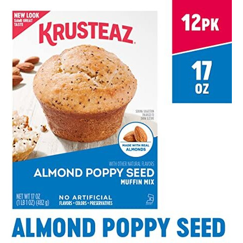 Krusteaz Almond Poppy Seed Muffin Mix, Made With Real Almonds, Baking Mix, No Artifical Flavors, No Artifical Colors, And No Artifical Preservatives, 17-Ounce Boxes (Pack Of 12)