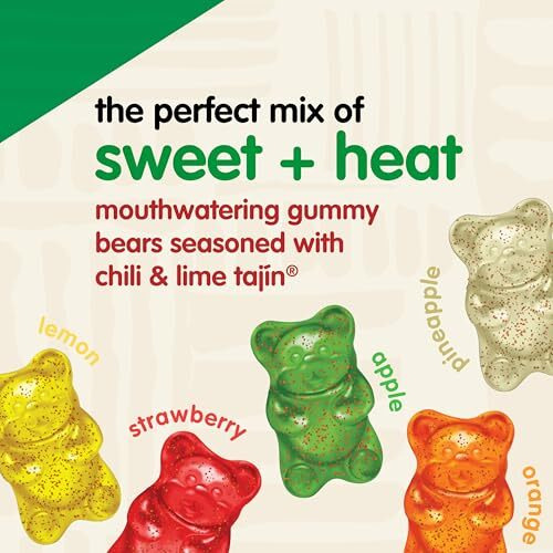 Snak Club Tajin Gummy Bears, Assorted Fruit Candy Gummies With Chili And Lime Seasoning, Mild, Gluten-Free And Vegan Snacks, 4 Oz Resealable Bags, 6 Pack
