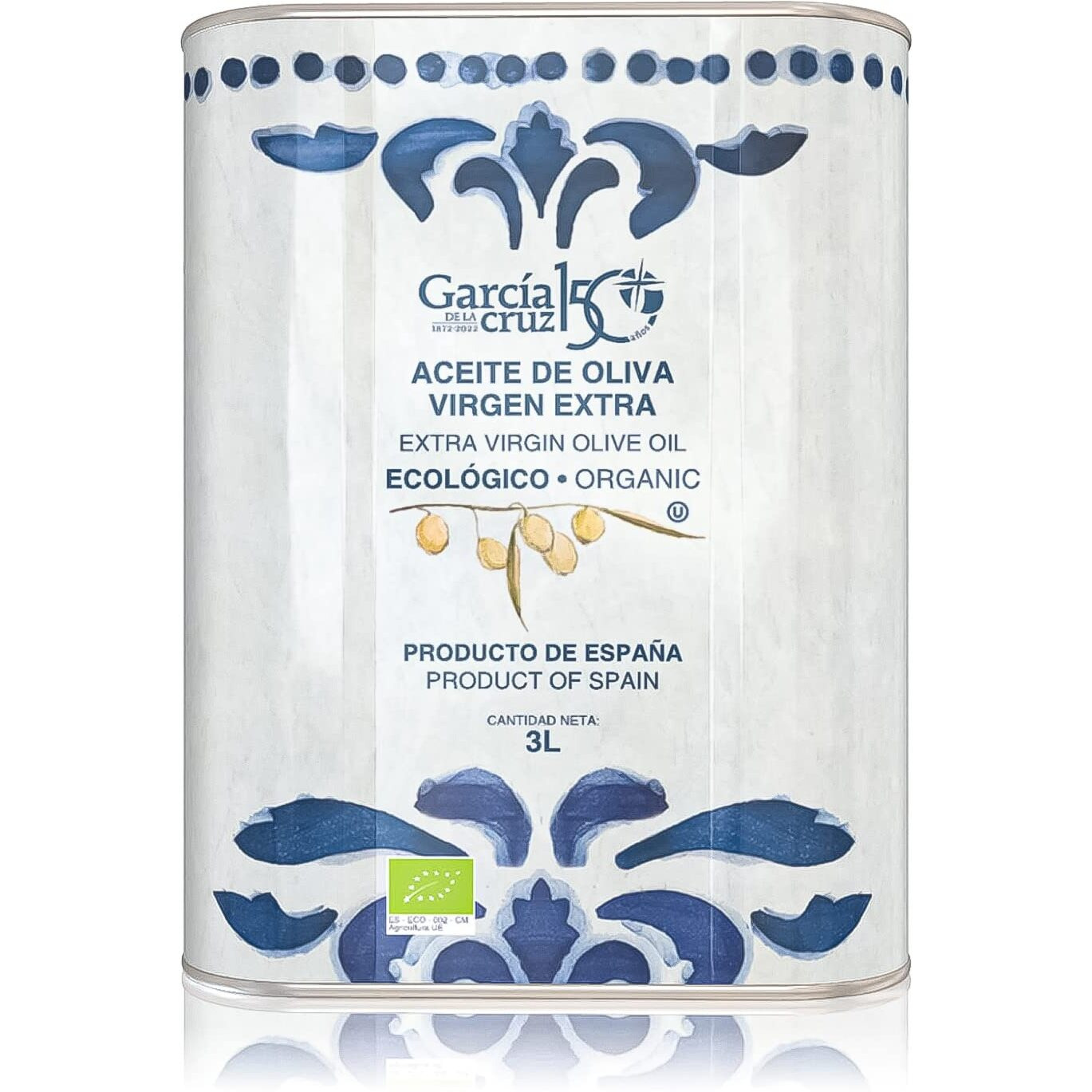 Garc  A De La Cruz - Organic Extra Virgin Olive Oil, Cooking Oil, Olive Variety, Smooth Body, Origin Spain, Montes De Toledo, Packed In Tins - 3L