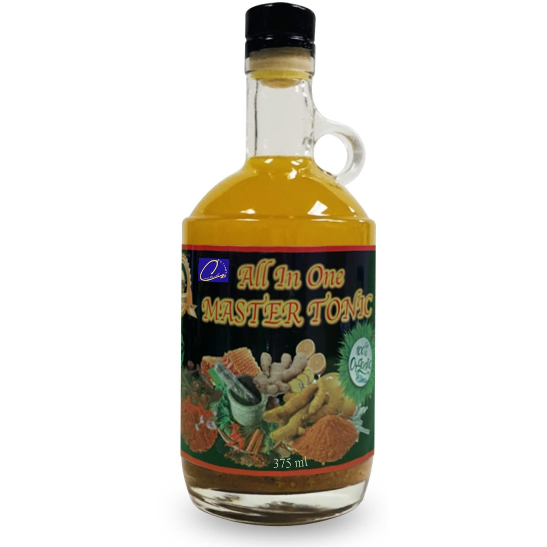 13Oz Organic All In One Master Tonic Juice With Cinnamon, Cloves, Brag Apple Cider Vinegar, Lemon, Ginger, Turmeric, Cayenne Pepper, Honey, Water