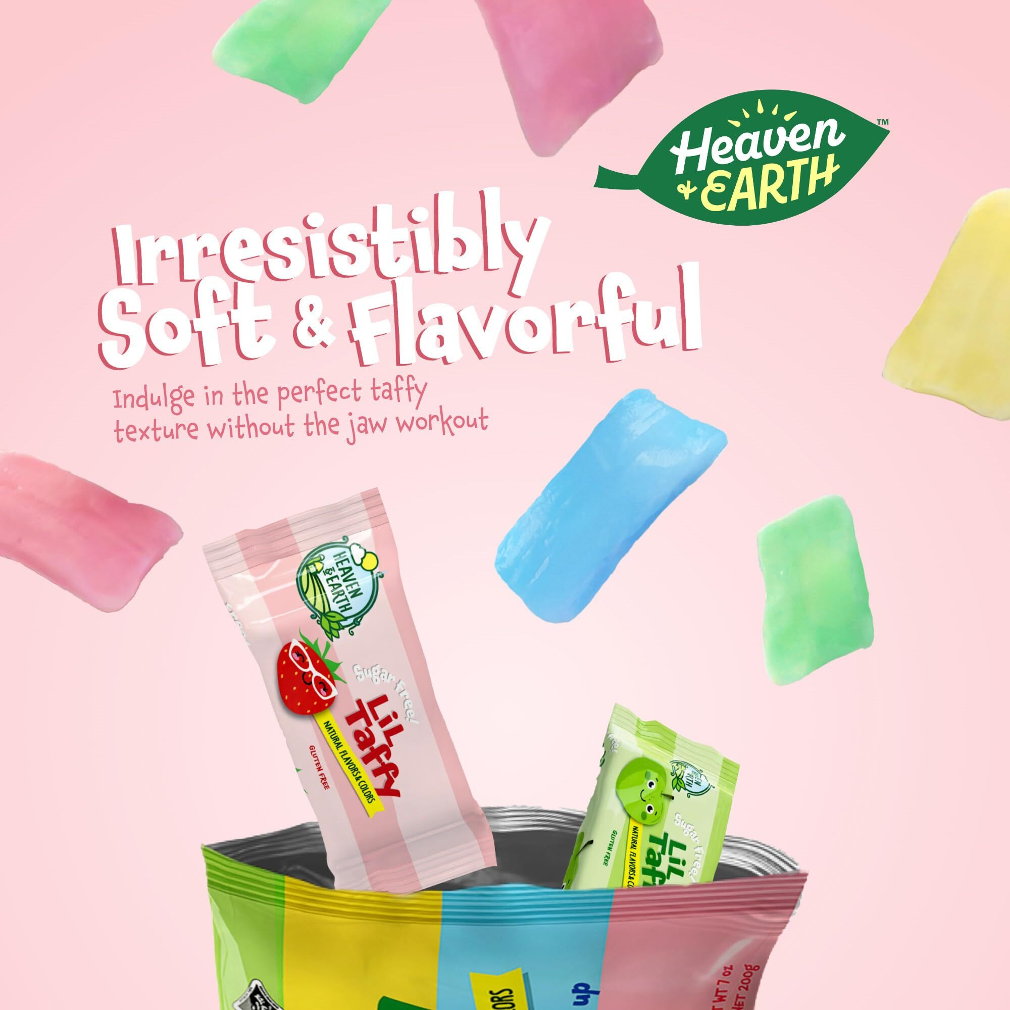 Heaven & Earth Sugar Free Lil Taffy Fruit Mix (Approx. 20 Count) | Made With Natural Colors & Flavors, No High Fructose Corn Syrup, Gluten Free, Nothing Artificial, Kosher, Wonderfully Delicious