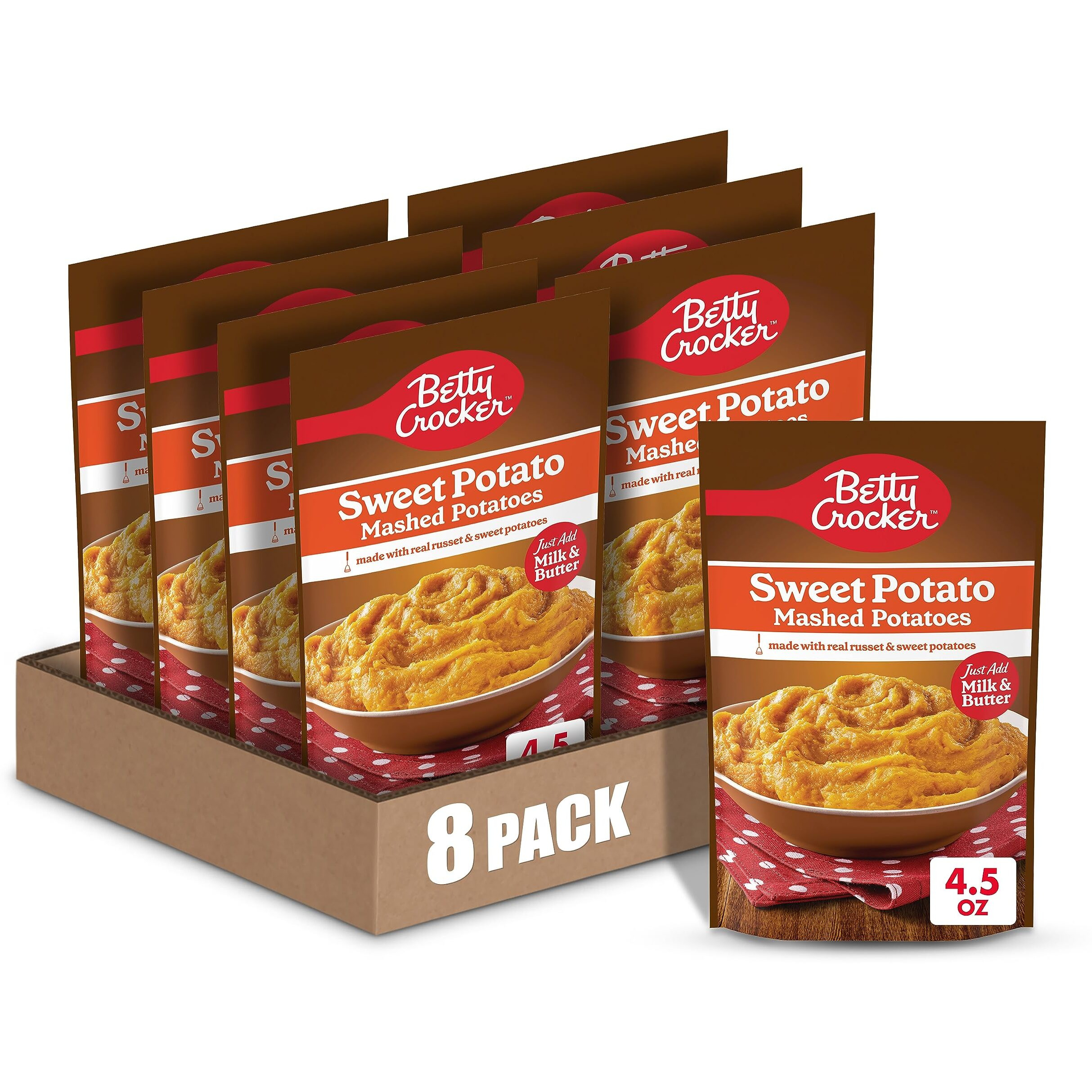 Betty Crocker Sweet Potato Mashed Potatoes, 4.5 Oz. (Pack Of 8)
