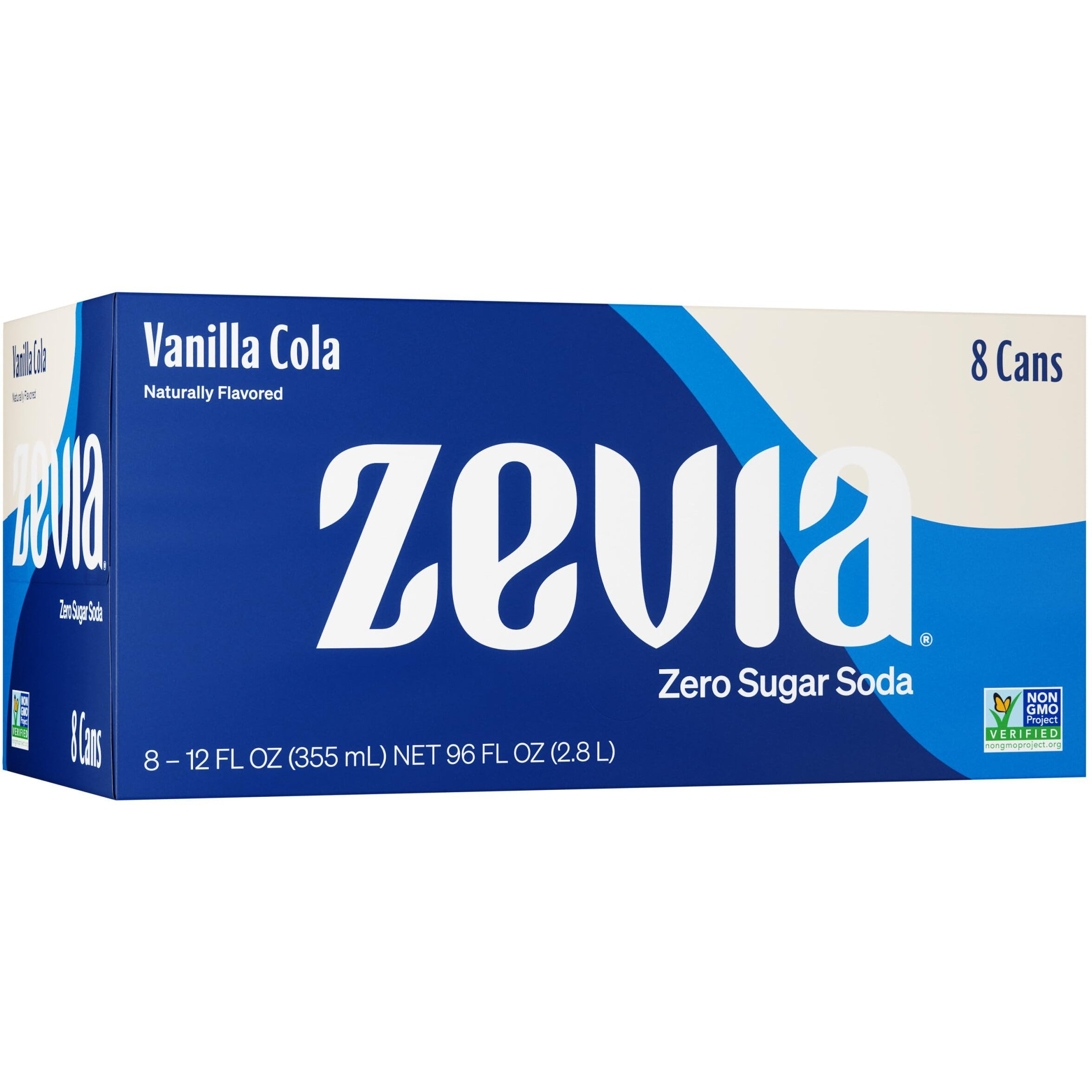 Zevia Zero Sugar, Vanilla Cola Soda, 12 Fl Oz Cans (Pack Of 8)