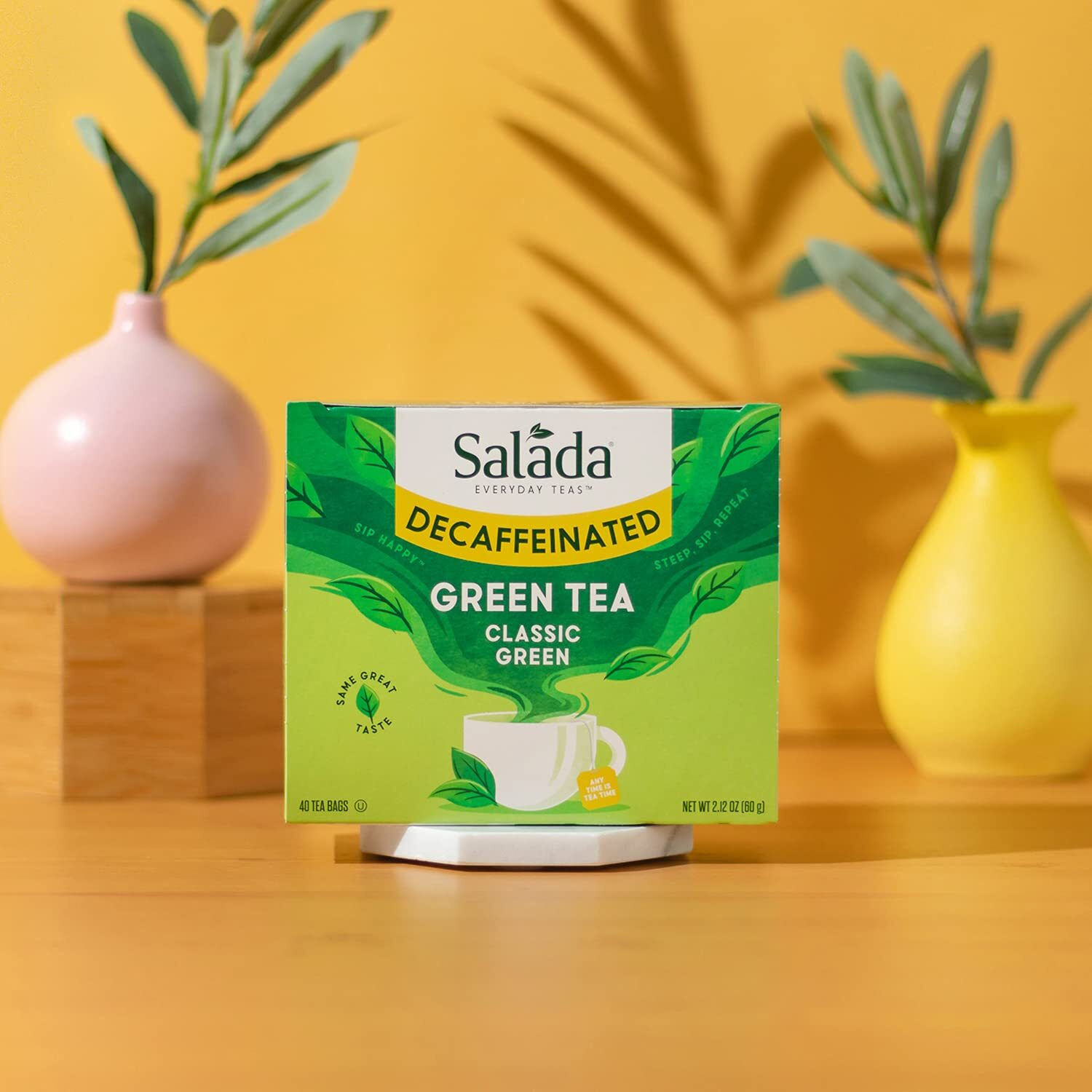 Salada Decaffeinated Green Tea, Zero Calorie Green Tea, Rich And Smooth Taste Green Tea Blend, Great Iced Or Hot, 40 Individually Wrapped Tea Bags (Pack Of 6)