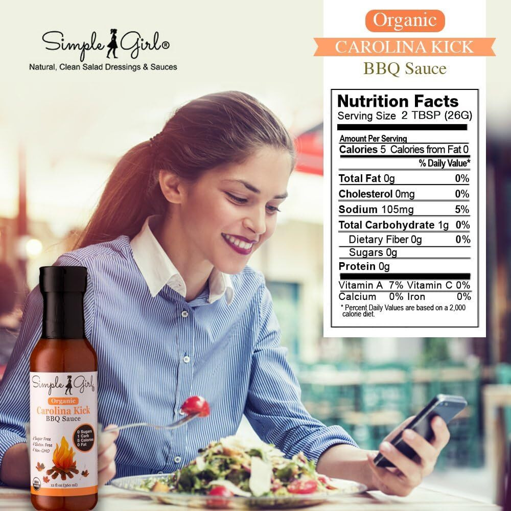 Simple Girl Organic Bbq Sauce - Carolina, Country Sweet, Southern Blend - Organic, Gluten Free, Vegan, Paleo, Keto, Diet Friendly - 12Oz 3 Pack