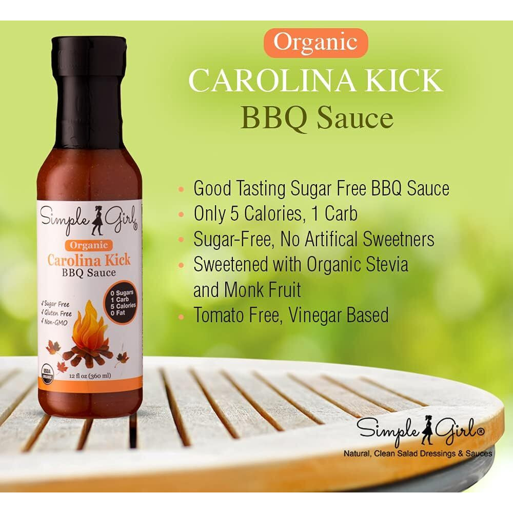 Simple Girl Organic Bbq Sauce - Carolina, Country Sweet, Southern Blend - Organic, Gluten Free, Vegan, Paleo, Keto, Diet Friendly - 12Oz 3 Pack