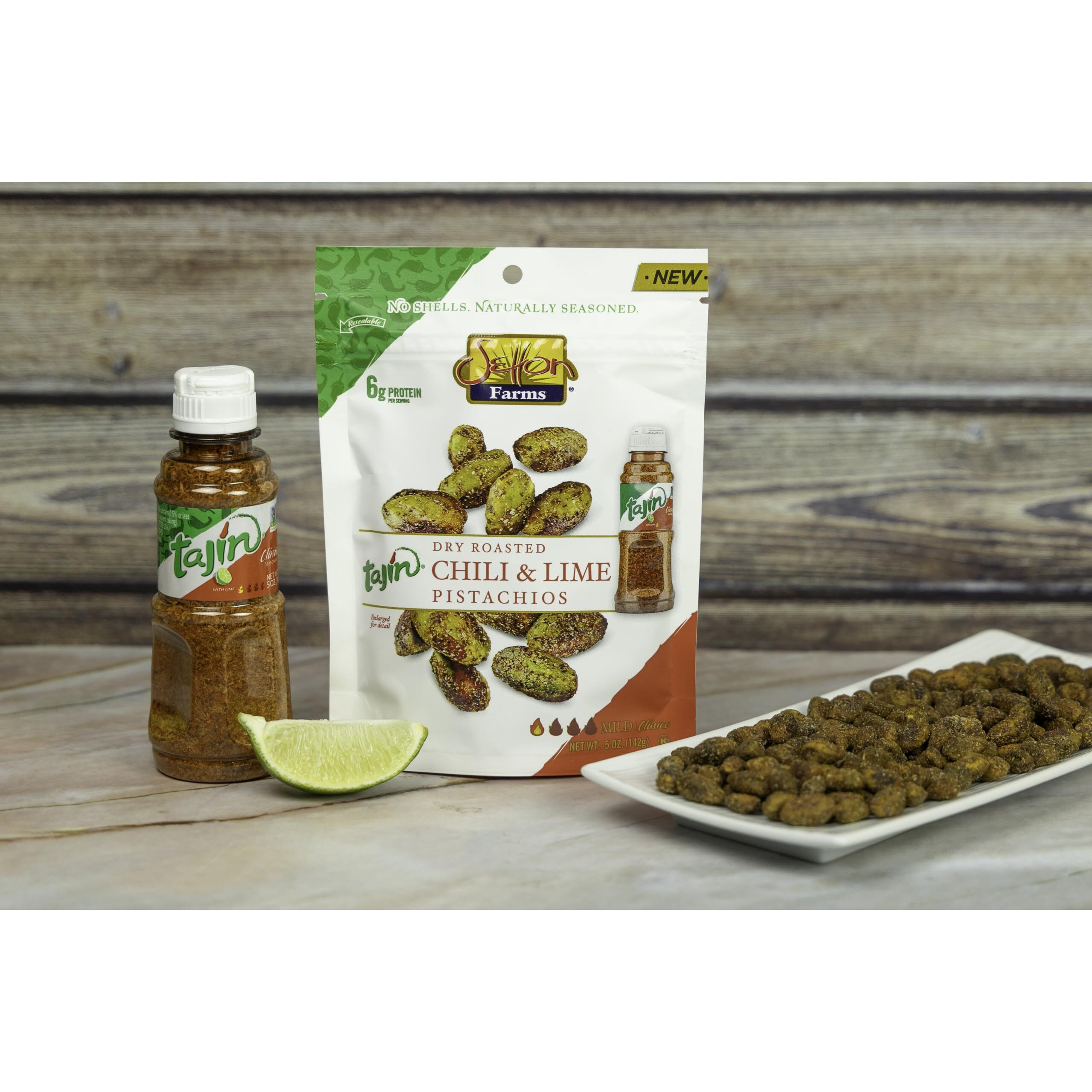 Tajin Seasoned Pistachio Kernels | No Shells | Tajin Clasico Chili Lime | Non-Gmo Project Verified | Gluten Free | Vegan | Kosher | 5 Oz. Bag