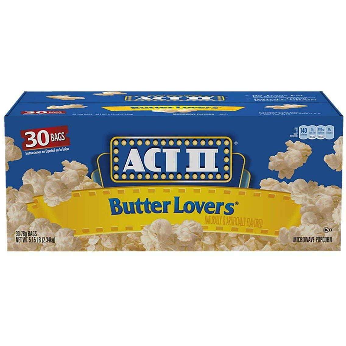Act Ii Butter Lovers Microwave Popcorn (3Oz., 30 Bags)