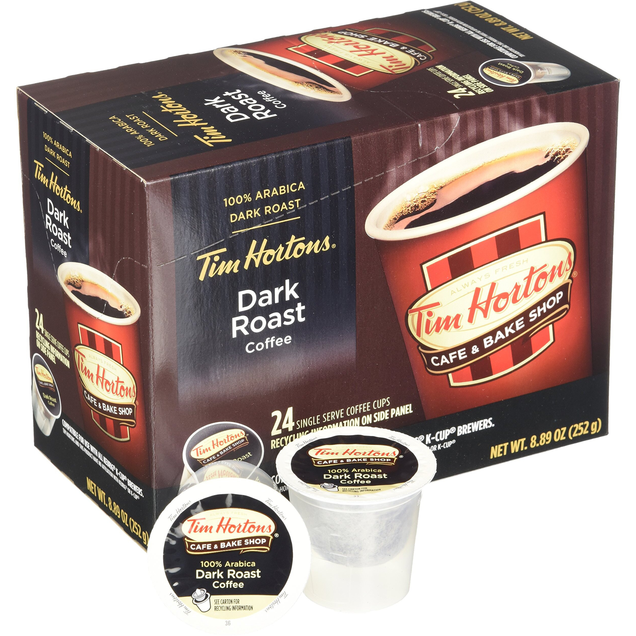 Tim Hortons Dark Roast Single Serve Coffee Cups, 96 Count (Packaging May Vary)