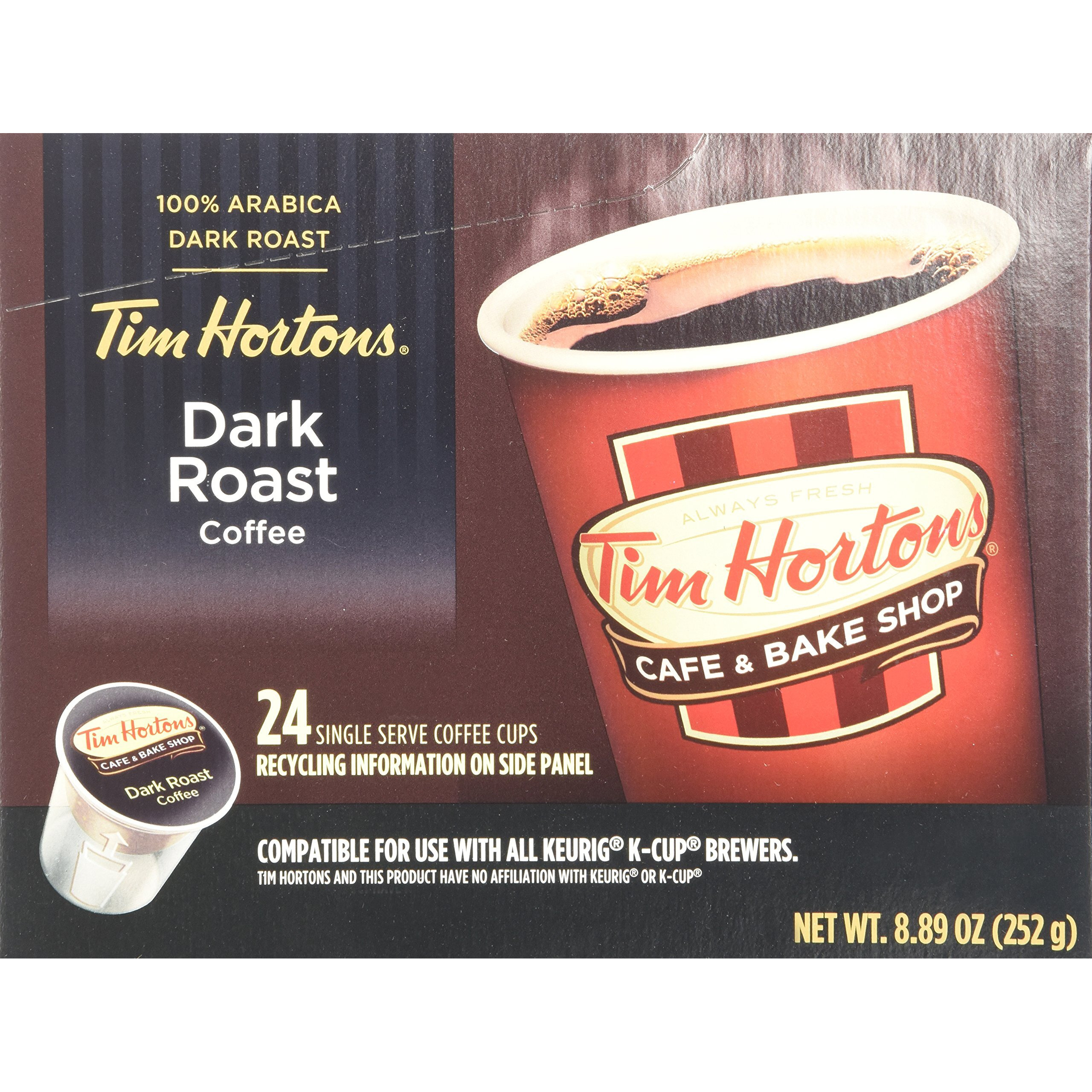 Tim Hortons Dark Roast Single Serve Coffee Cups, 96 Count (Packaging May Vary)