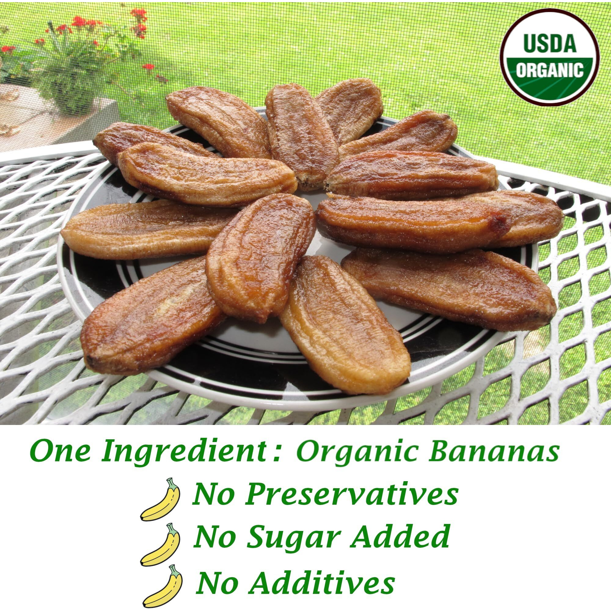 Organic Sun Dried Whole Bananas - No Sugar Added - No Preservatives - Unsulfured - Soft And Chewy Little Bananas - Thai Natural Fruit Snacks - Super Potassium Snack 12.6 Oz Pack Of 1