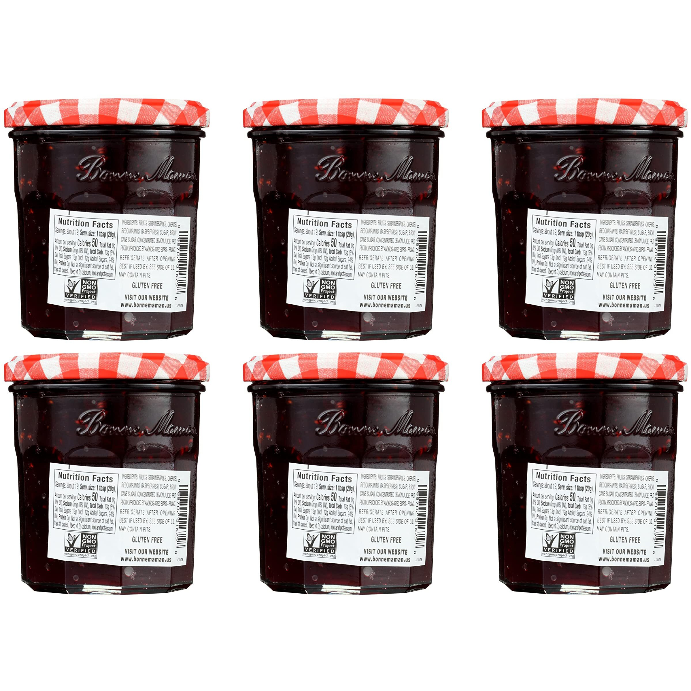 Bonne Maman Four Fruits Preserves, 13 Ounce Jars (Pack Of 6)