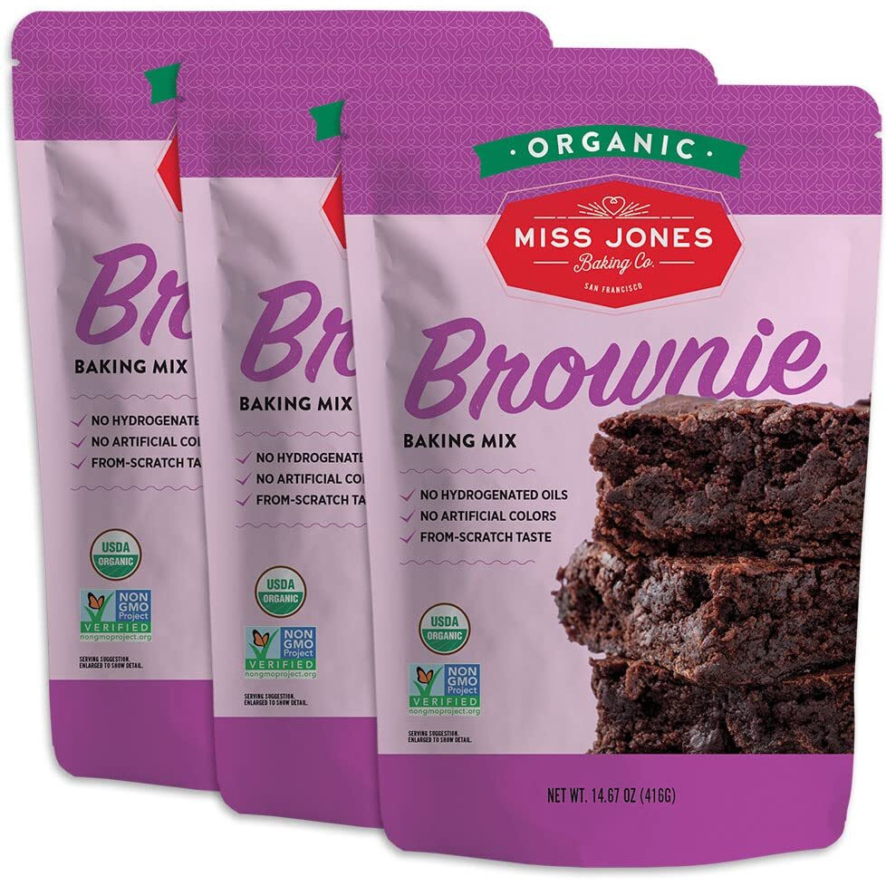 Miss Jones Baking Organic Fudge Brownie Mix, Non-Gmo, Vegan-Friendly Rich Cocoa (Pack Of 3)