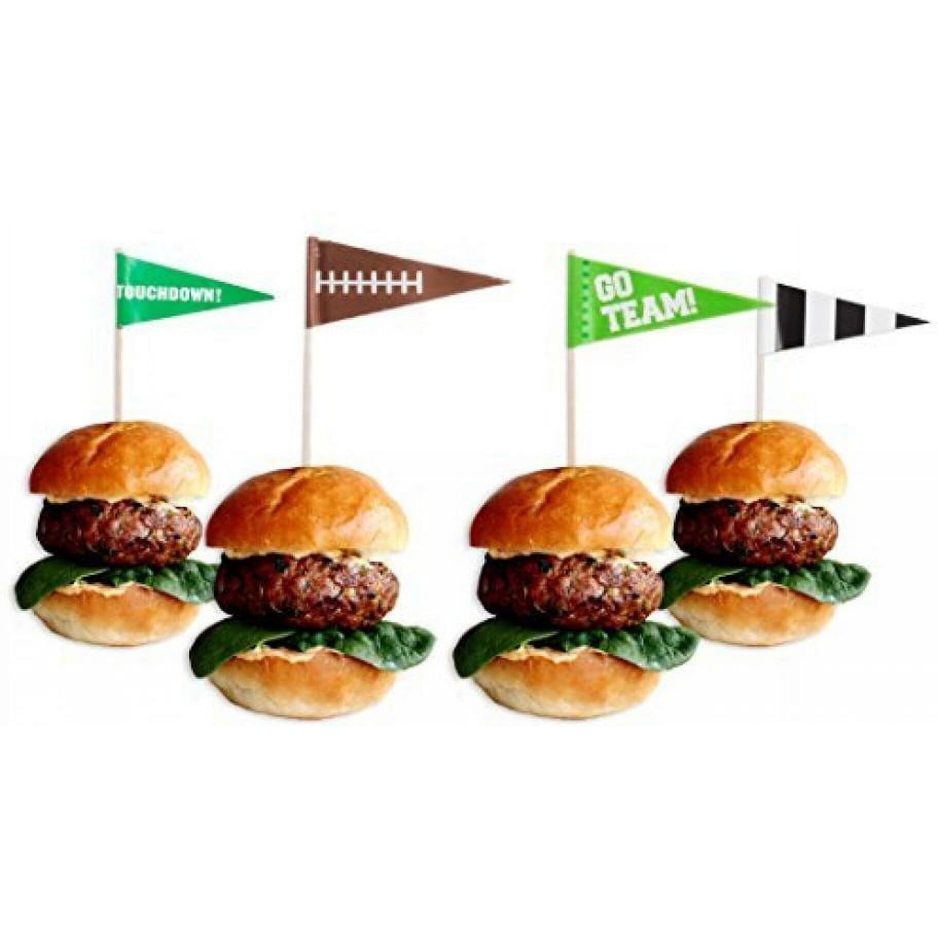 Multicolor Football Flag Wooden Food Picks - 2.5"", 36 Pieces - Perfect For Game Day, Sports Parties, Birthdays, And Themed Events