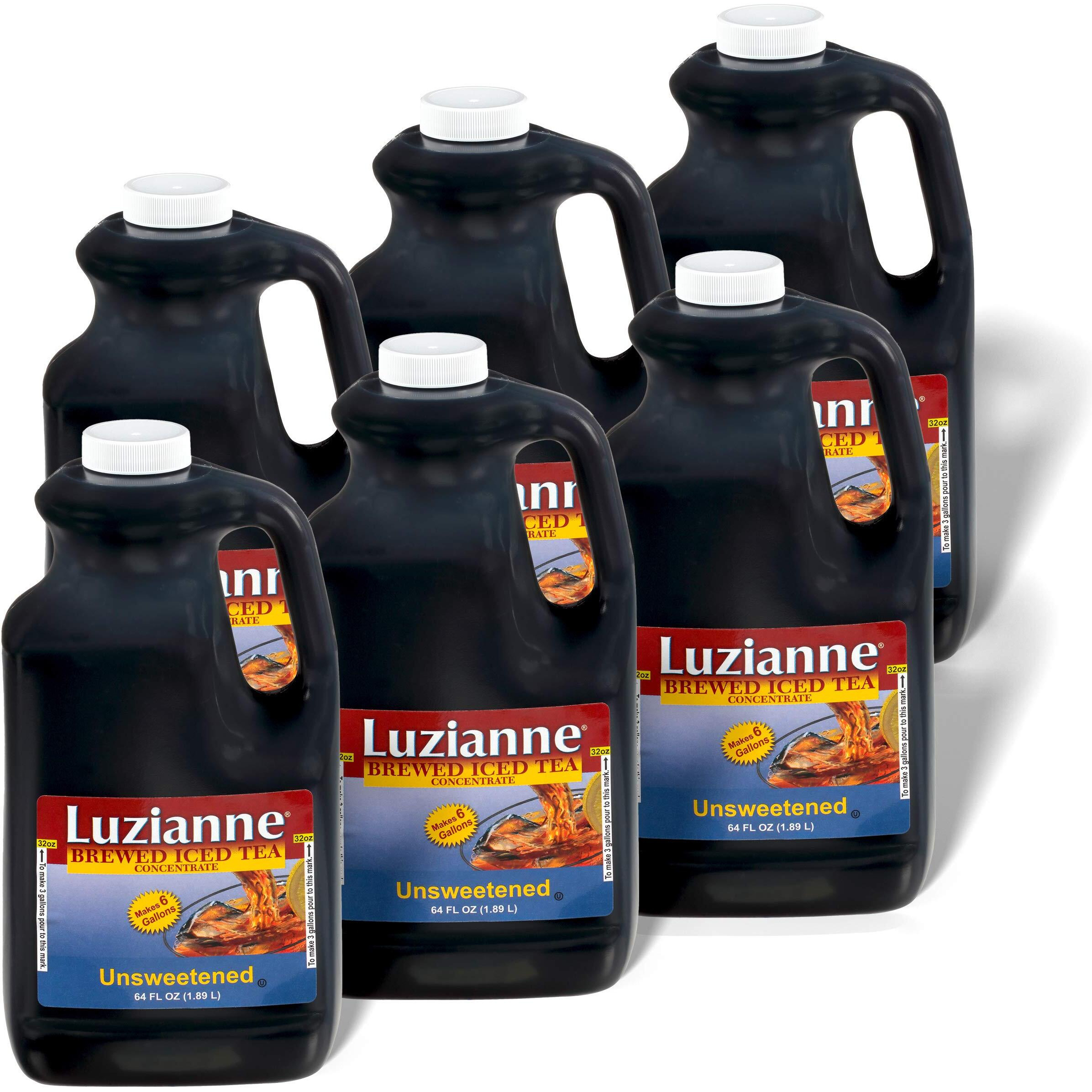 Luzianne Iced Tea Concentrate, Unsweetened, Just Add Water, 64 Fl Oz Bottle (Pack Of 6)