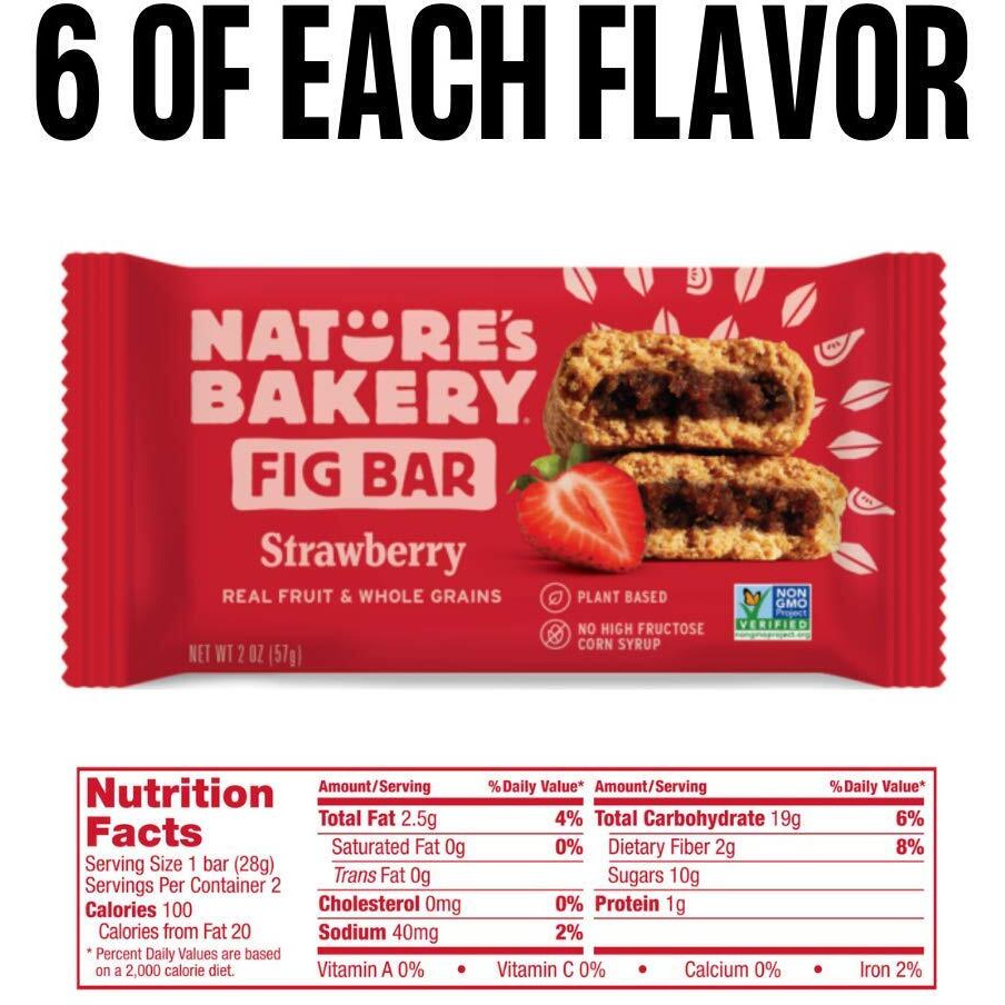 Stone Ground Whole Wheat Fig Bars - 36 Count Variety Pack All Natural, Non-Gmo Snack Variety Box, Assorted Variety Pack