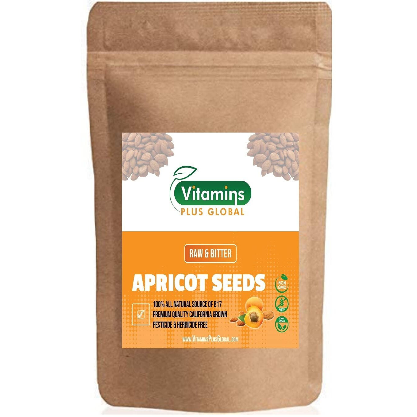 Apricot Kernels (Seeds) 2Lb / 32Oz Bag (Resealable) Raw And Bitter