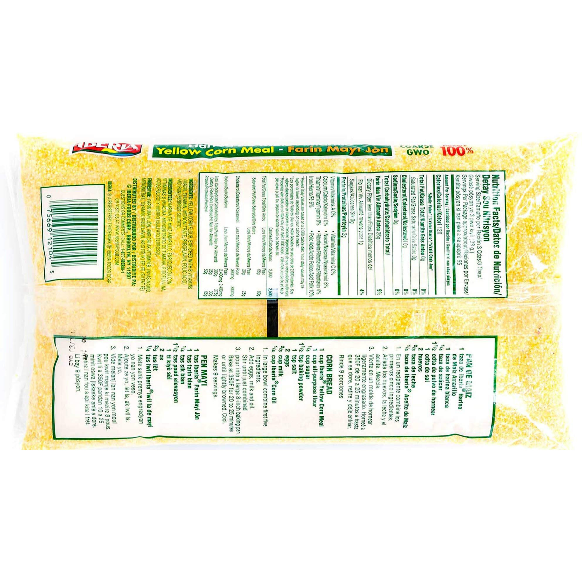 Iberia Yellow Corn Meal 4 Pounds, Freshly Milled Bulk Coarse Cornmeal