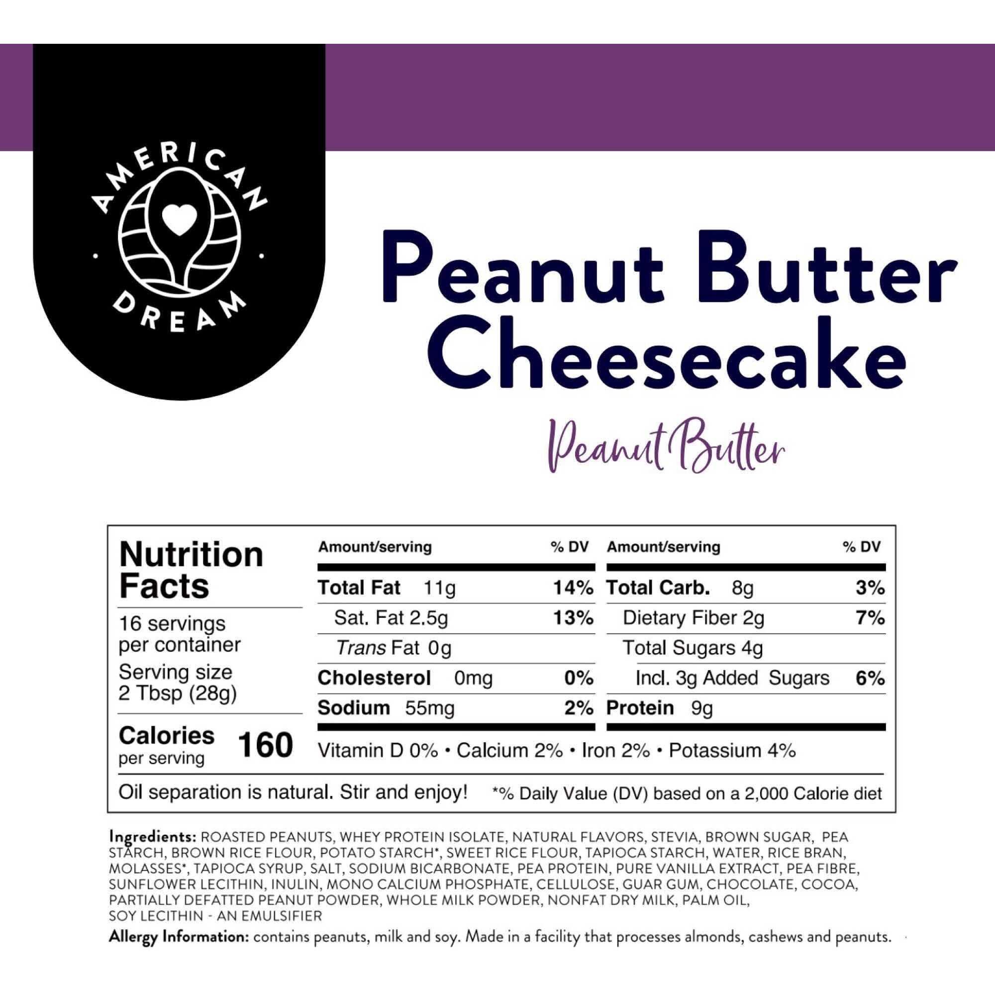 American Dream Nut Butter - Gluten-Free Peanut Butter Cheesecake Peanut Butter