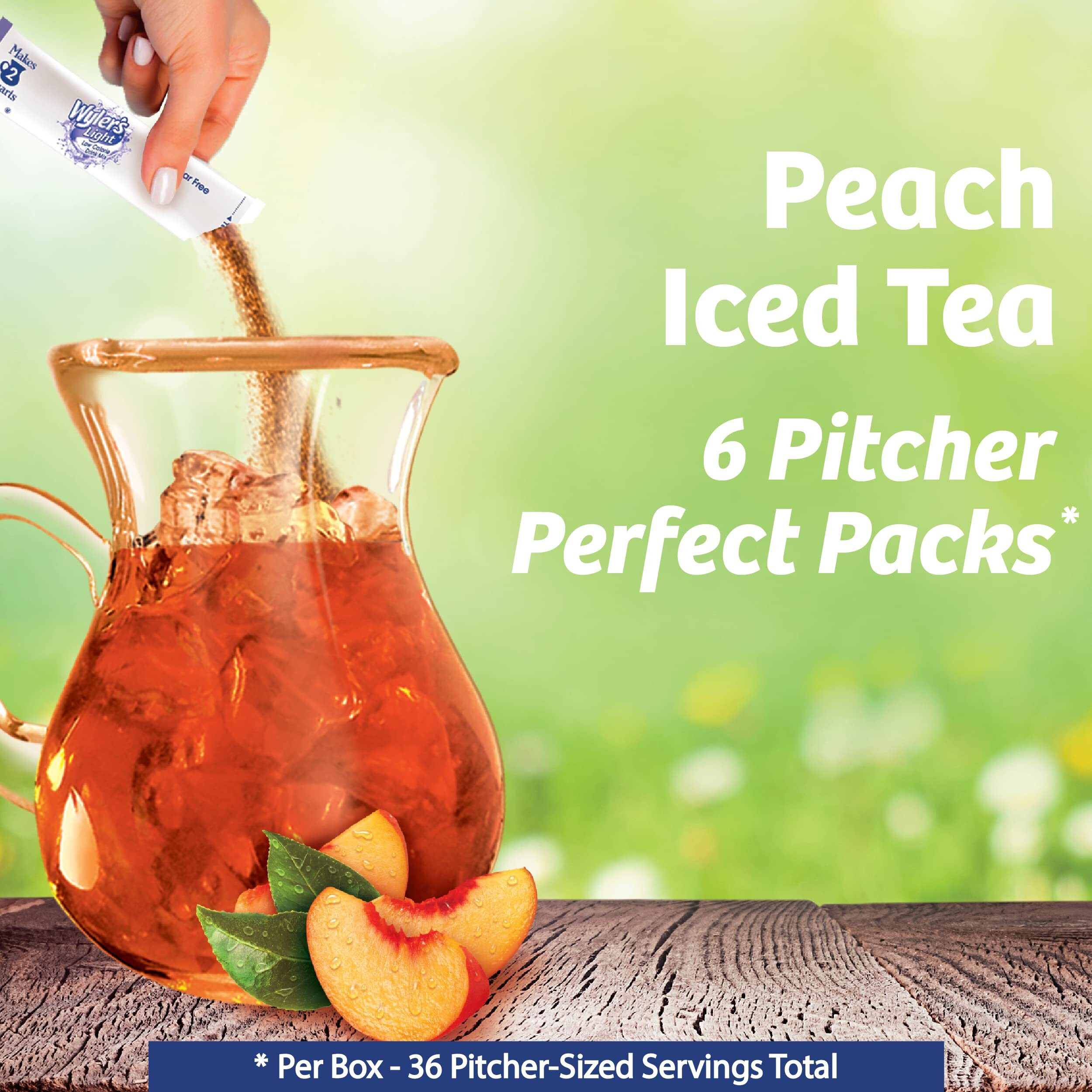 Wyler's Light Pitcher Packs, Water Drink Mix, Peach Iced Tea, 6 Boxes (36 Pitcher Packets)