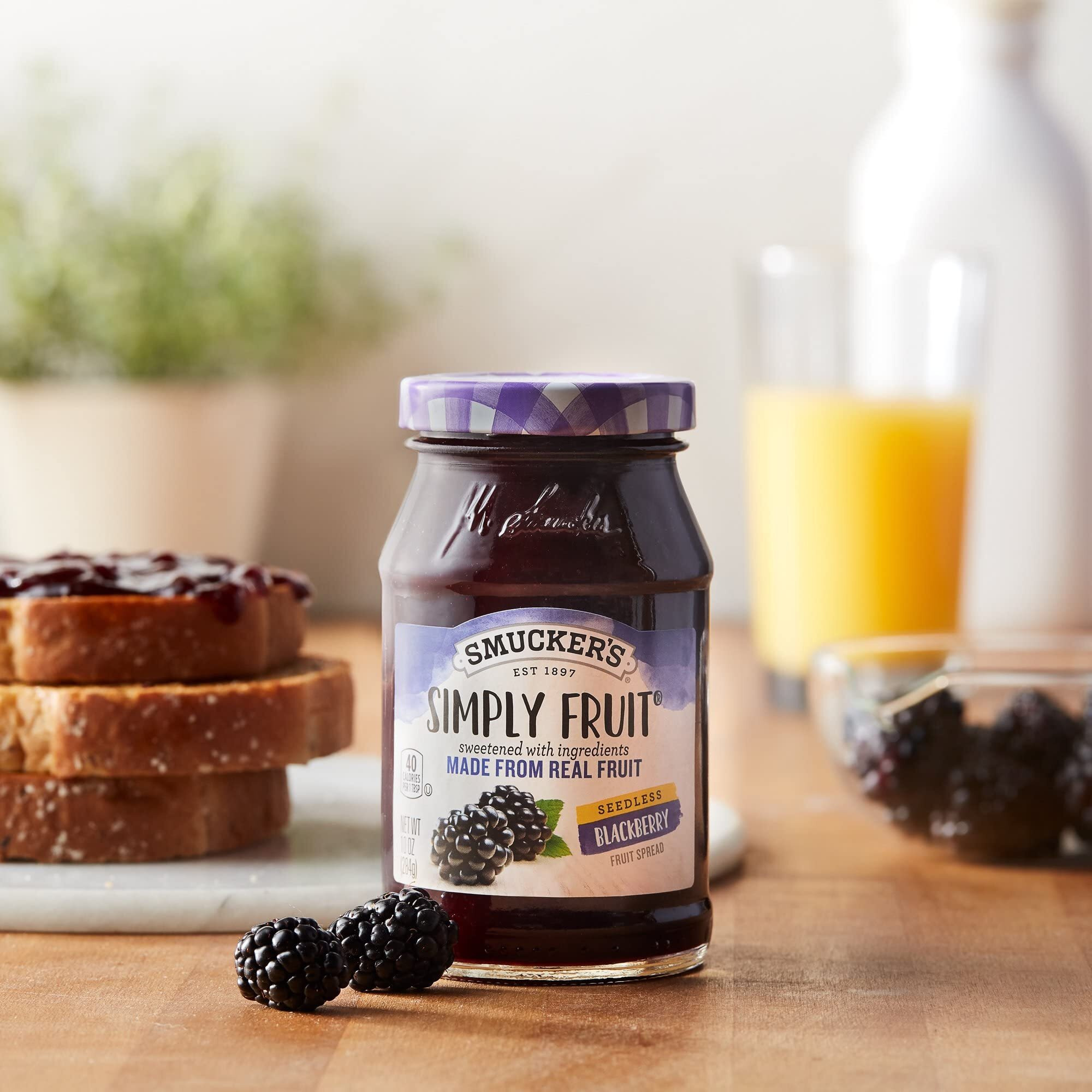 Smucker's Simply Fruit Seedless Blackberry Spread, 10 Oz, 2 Pk