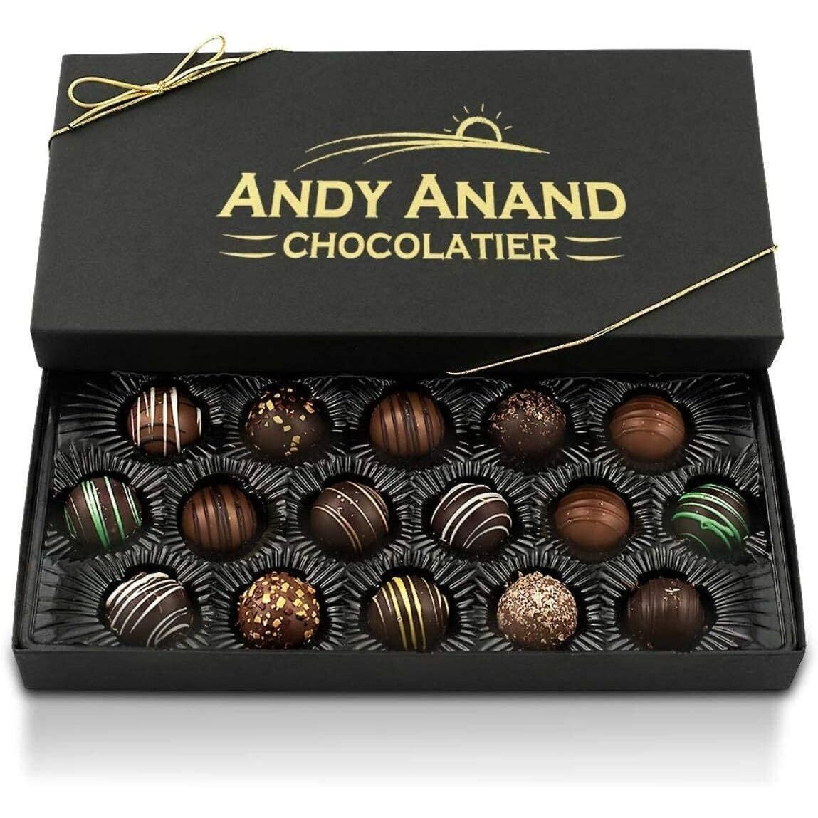 Andy Anand Luxurious Dark Chocolate Truffles Gift Box, 24 Pieces, Handmade Gourmet Flavors - Perfect For Indulgence And Gifting
