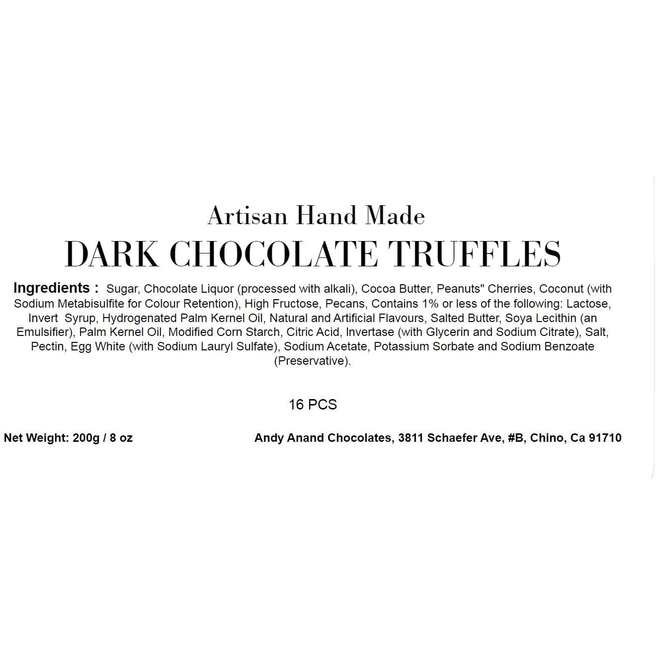 Andy Anand Luxurious Dark Chocolate Truffles Gift Box, 24 Pieces, Handmade Gourmet Flavors - Perfect For Indulgence And Gifting