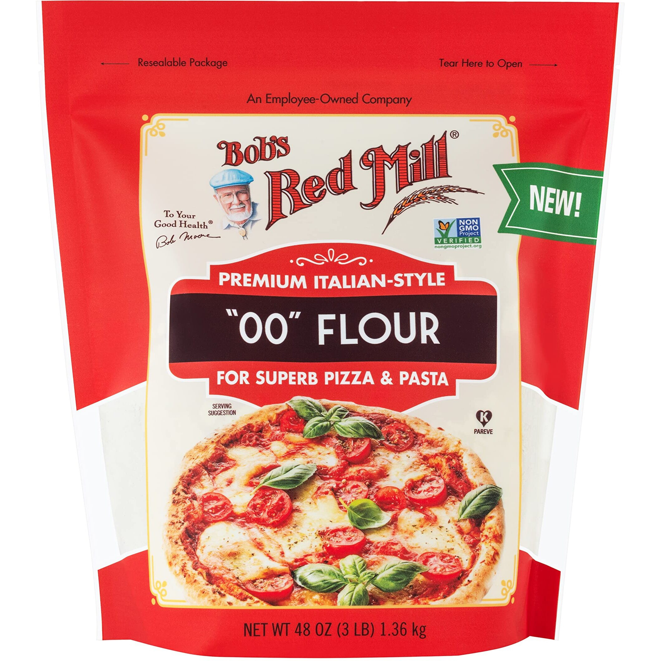 Bob's Red Mill 00 Pizza Flour, Premium Italian Style - 3 Pound (Pack Of 4) - Pizza And Pasta Flour, Kosher, Non-Gmo