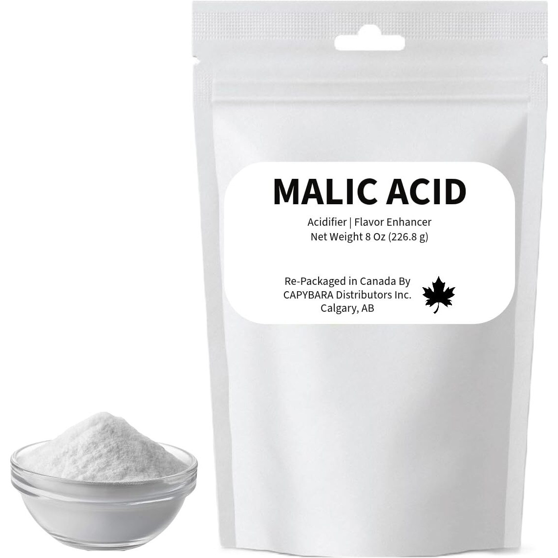 Malic Acid Food Grade - 8 Oz (226.8 G) - Used In Making Wine Cider Mead Beer Baking Soda Sparkling Water - Sold By Capybara Distributors Inc.